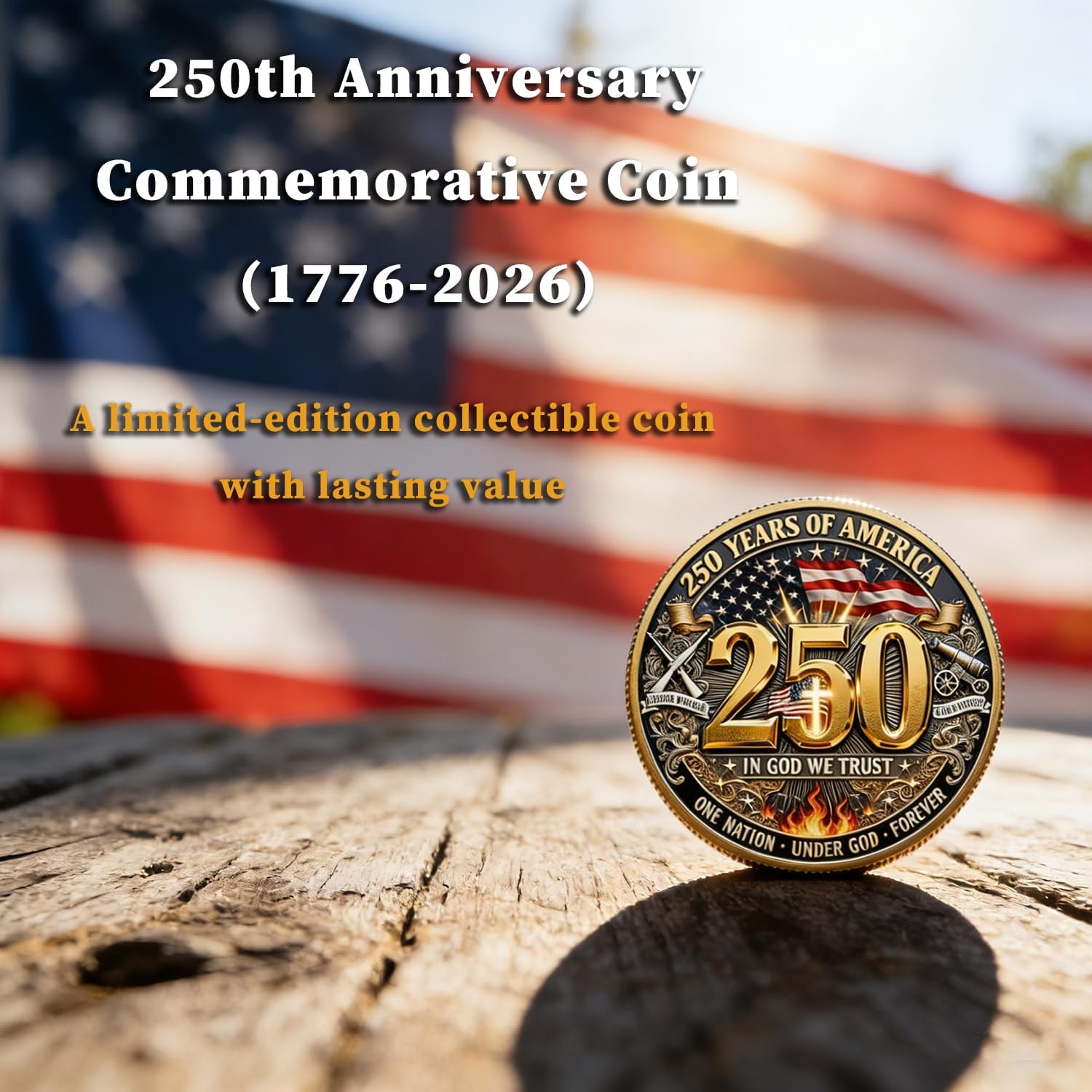 2 Pack 250th Anniversary USA Commemorative Coin, 250th US Independence Anniversary Challenge Coin - 1776-2026, 250 Year American AnniversaryCoins Gift (in God We Trust) - Image 3