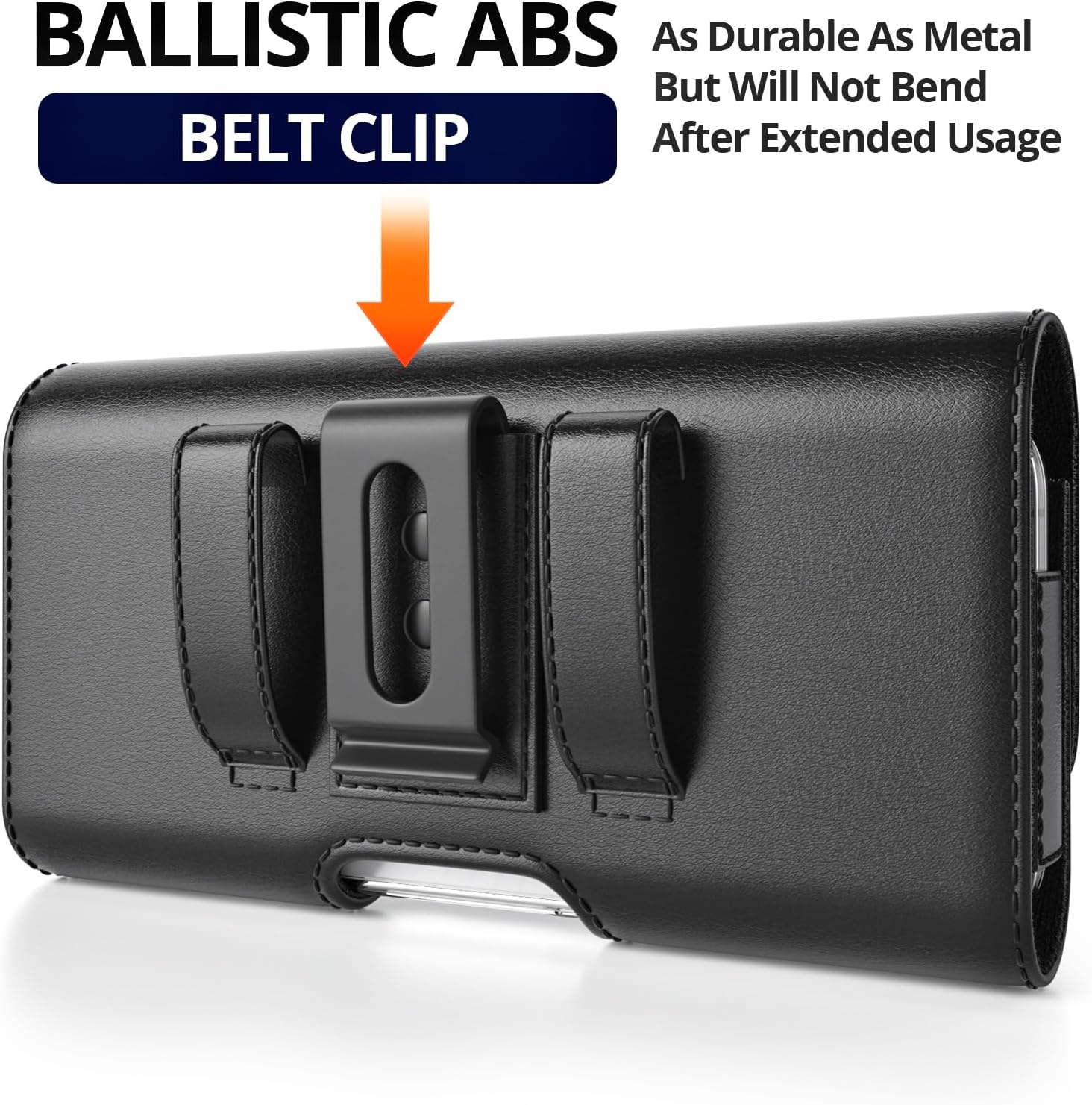 Stronden Magnetic Closure Holster for iPhone 17 Pro Max, 16 Pro Max - Leather Belt Case Pouch with Built in Card Holder (Fits Slim/Regular Case on) - Image 5