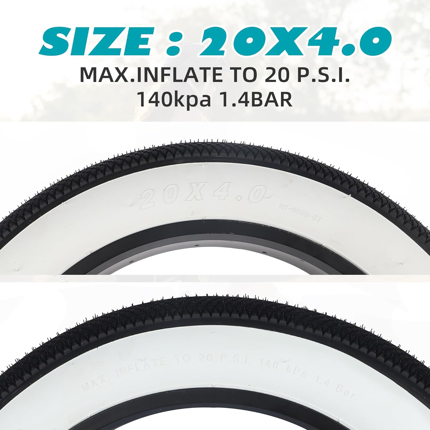 E Bike 20/26x4.0 Fat tire 20 x 4 Fat tire 20x4 Bike tire 1 Pack Heavy Duty High-Performance Wear-Resistant E-Bike Mountain Snow Bike Tire ,Fat Bike Tires,Brown Wall/White Wall/Black - Image 8