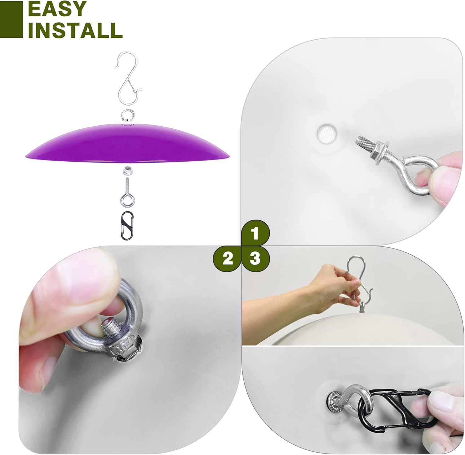 13" Bird Feeder Rain Cover,Bird Feeder Dome,Hummingbird Feeder Guard, Proof Bird Feeders Baffle,Smart Birds Feeder's Umbrella (Purple),2Pack - Image 4