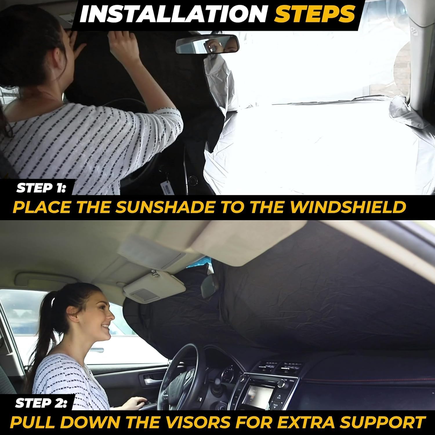 Autovir Truck Windshield Sun Shade Foldable – 280T Thickened Sun Shield, UV Ray Blocker, Automotive Sun Protection Privacy Curtains, Keeps car Interior Cool, Truck Accessories, Fit for SUV - Image 6