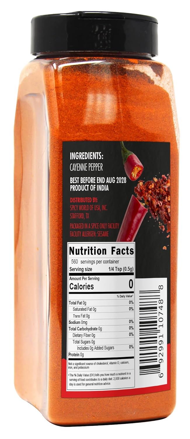Cayenne Pepper Powder 16oz Jar - 50,000 SHU, Gluten Free, All Natural Red Pepper, Garden Wildlife Natural Pest Control by Spicy World - Image 2