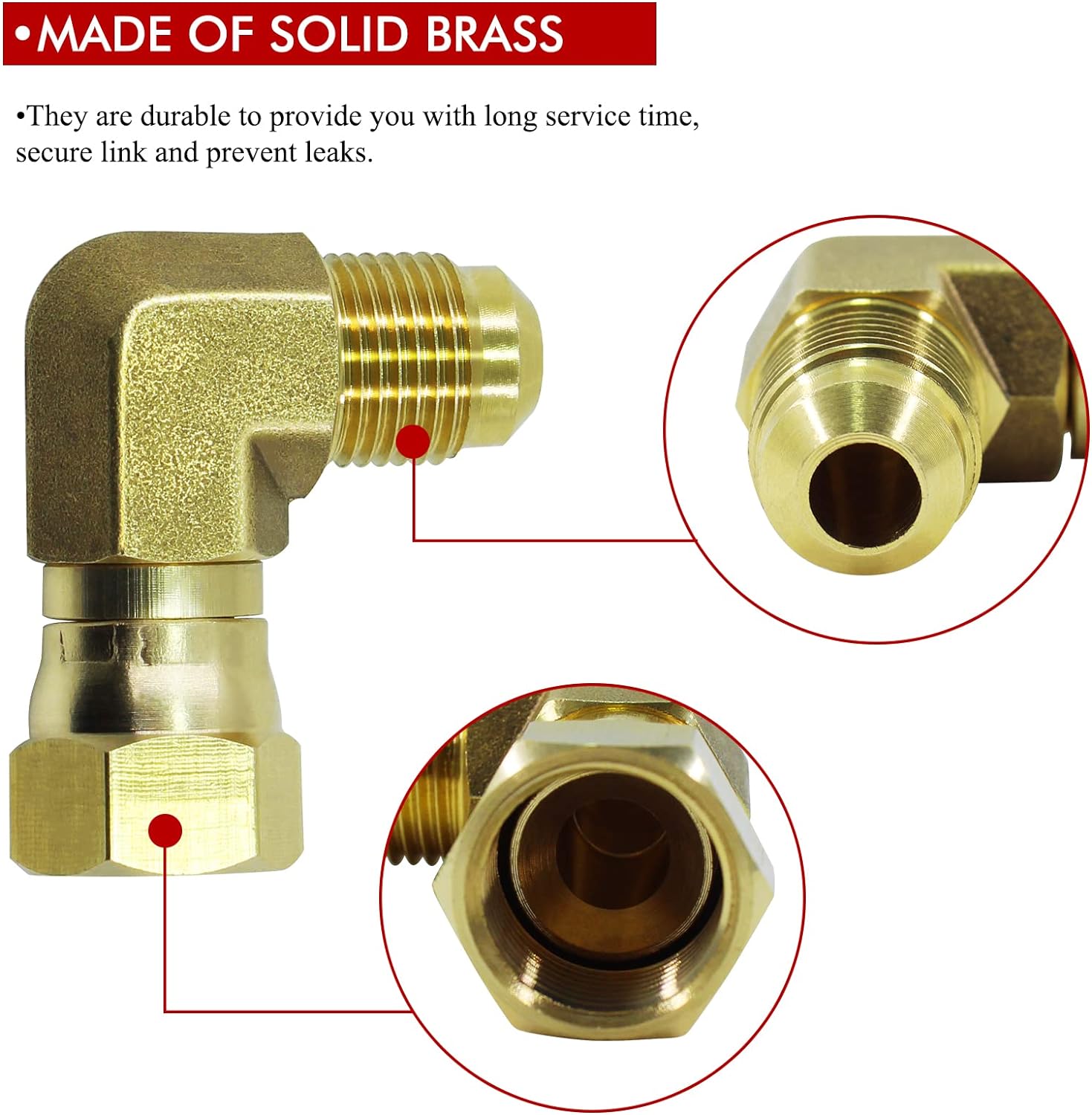 MENSI Propane Gas Water Oil 90 Degree Elbow Connector Coupling Fittings For BBQ Grills, Olympian Wave Heater Replacement For Camco 57633 (3/8" female swivel flare x 3/8" male flare) - Image 5
