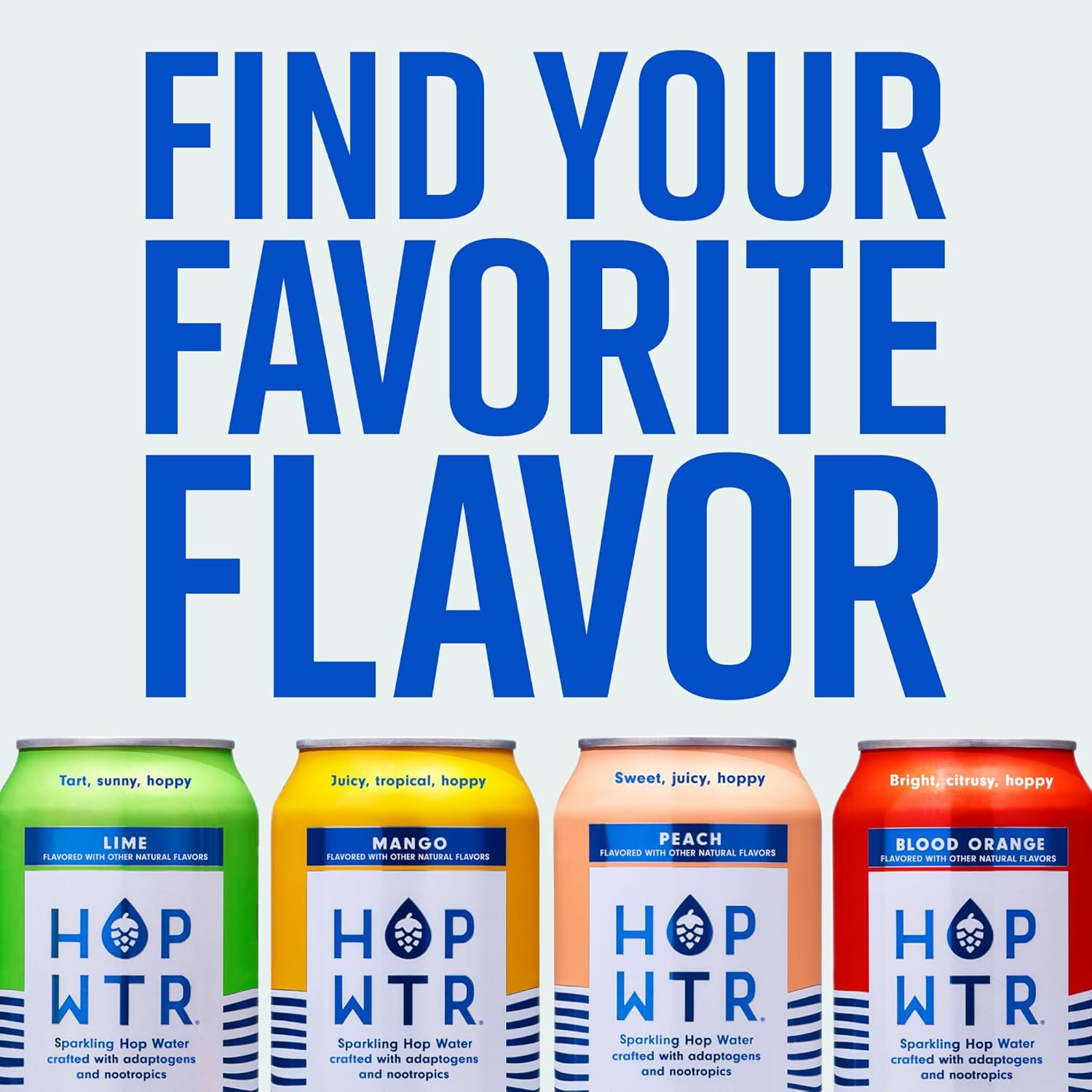 HOPWTR Flavor Variety Pack - Sparkling Hop Water, Sugar Free Non Alcoholic Drinks & NA Beer Alternative, Low Carb Adaptogen Drink with Nootropics, Zero Calories Sparkling Water (12 Pack, 12oz Cans) - Image 5