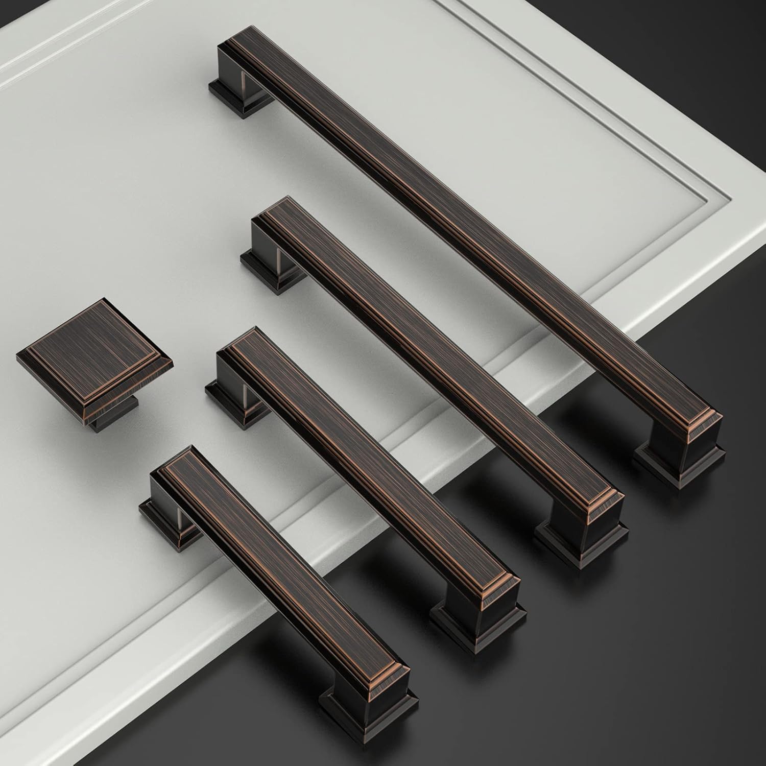 Amerdeco 10 Pack Oil-Rubbed Bronze Cabinet Pulls 7-1/2 Inch(192mm) Hole Center Cabinet Hardware Kitchen Cabinet Handles for Bathroom Drawer Pulls Dresser Pulls ZH0001 - Image 2