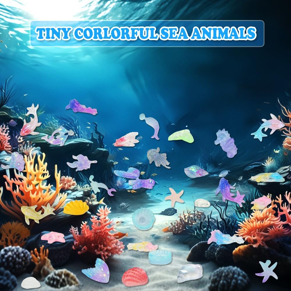 200 Pcs Mini Resin Ocean Animals, Tiny Sea Animal Variety Figurines to Hide Miniature Plastic Fish Aquarium Decorations for DIY Crafts Fairy Garden Dollhouse Micro Landscaping Fish Tank - Image 2
