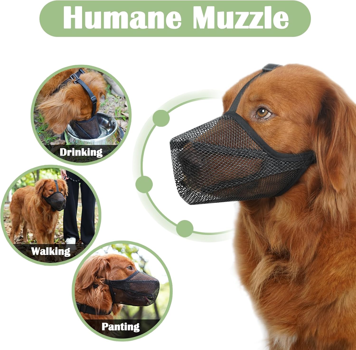 Mayerzon Dog Muzzle, Soft Mesh Muzzle for Small Medium Large Dogs Anti Bite Scavenging, Breathable Adjustable Mouth Guard for German Shepherd Labrador Golden Retriever in Grooming Walking Vet Visits - Image 5