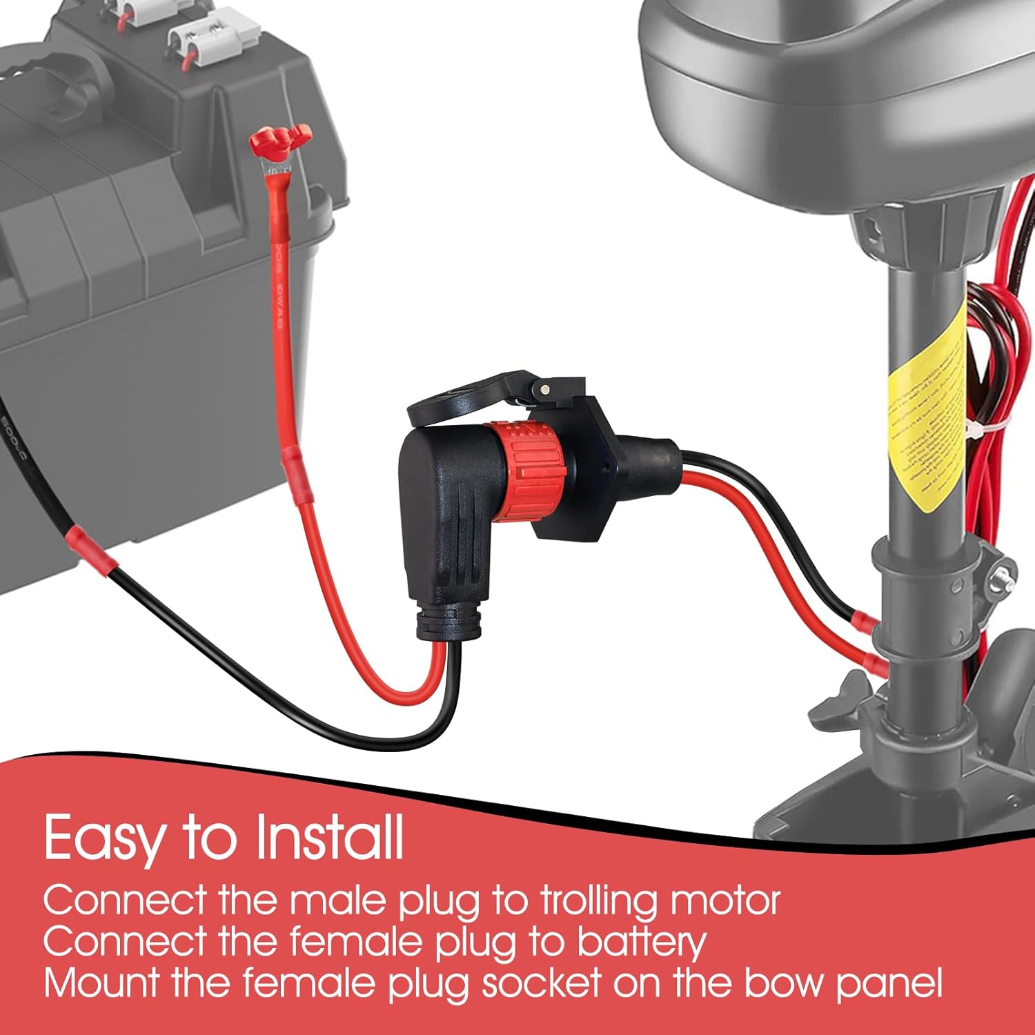Trolling Motor Plug,12V/24V/26V/48V Trolling Motor Plug and Receptacle for Minn Kota Marine Boat,8 Gauge 2-Wire Quick Connect,Male&Female,Waterproof - Image 6