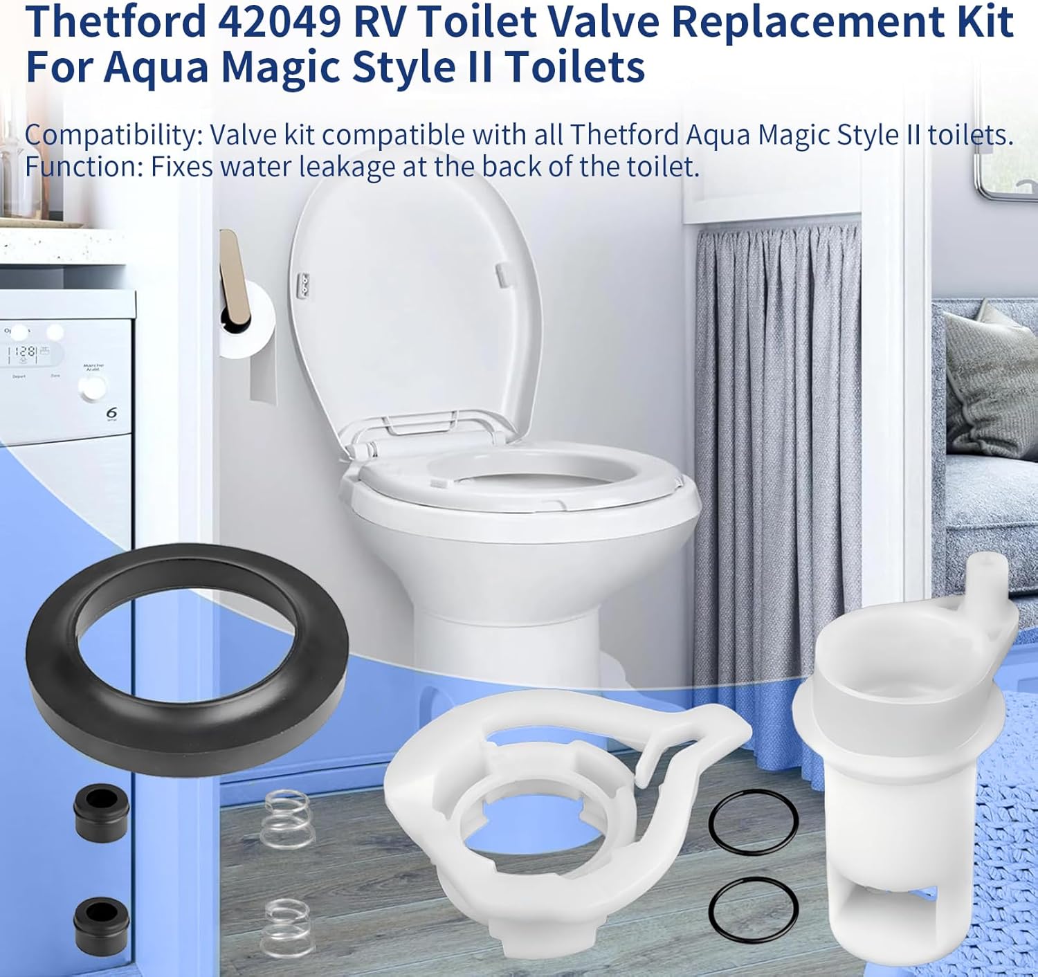 42049 RV Toilet Water Valve Kit for Thetford Aqua-Magic Style II - Complete Replacement Set with Reinforced Flange Seal to Stop Leaks - Fits Permanent Toilets (2008-2025) - Image 3