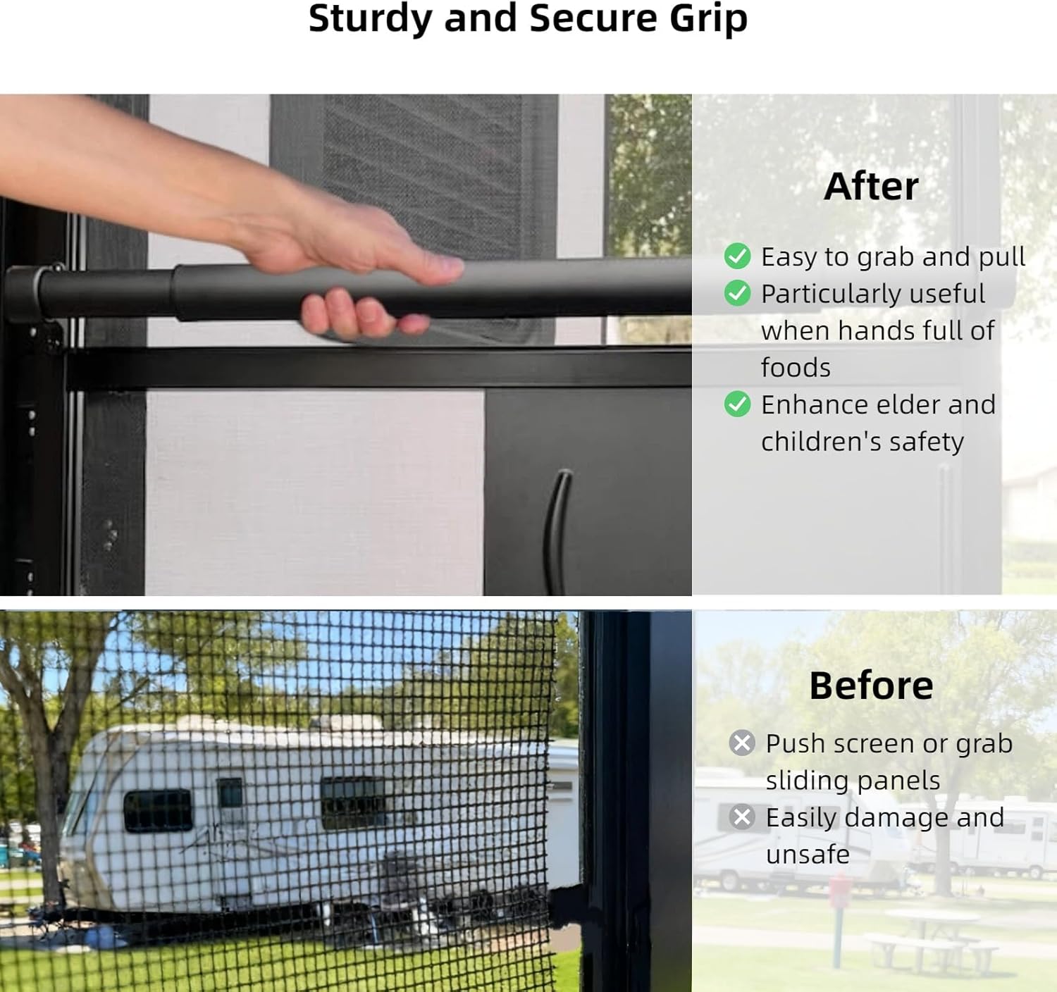 Aluminum RV Screen Door Handle 17-29" Adjustable Crossbar, Sturdy Metal Camper Entry Door Support Cross Bar for Ergonomic Grab and Push, Travel Trailer Accessories for Inside - Image 7