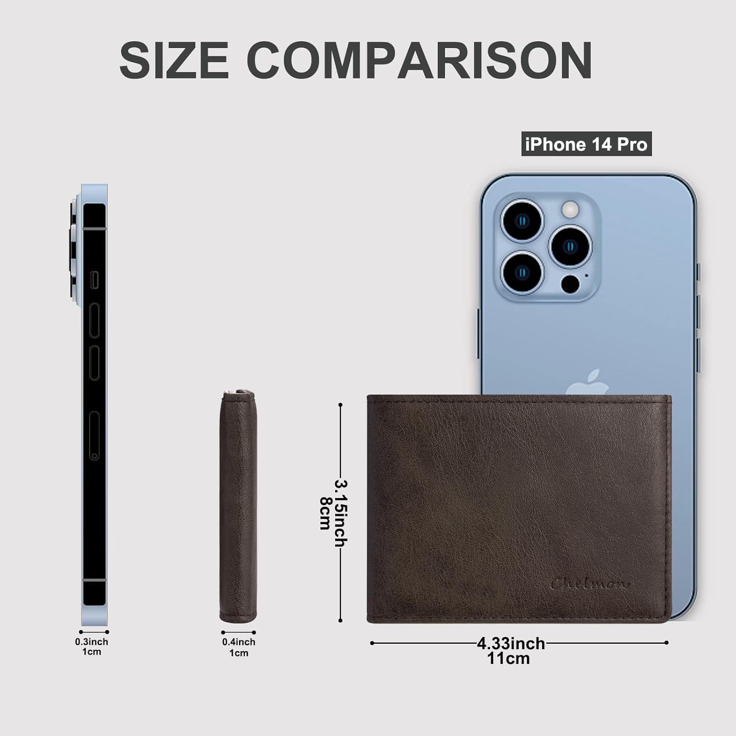 Chelmon Slim Wallet for Men ID Window with RFID Blocking Front Pocket Minimalist Bifold Bussiness Card Holder Gift for Men - Image 3
