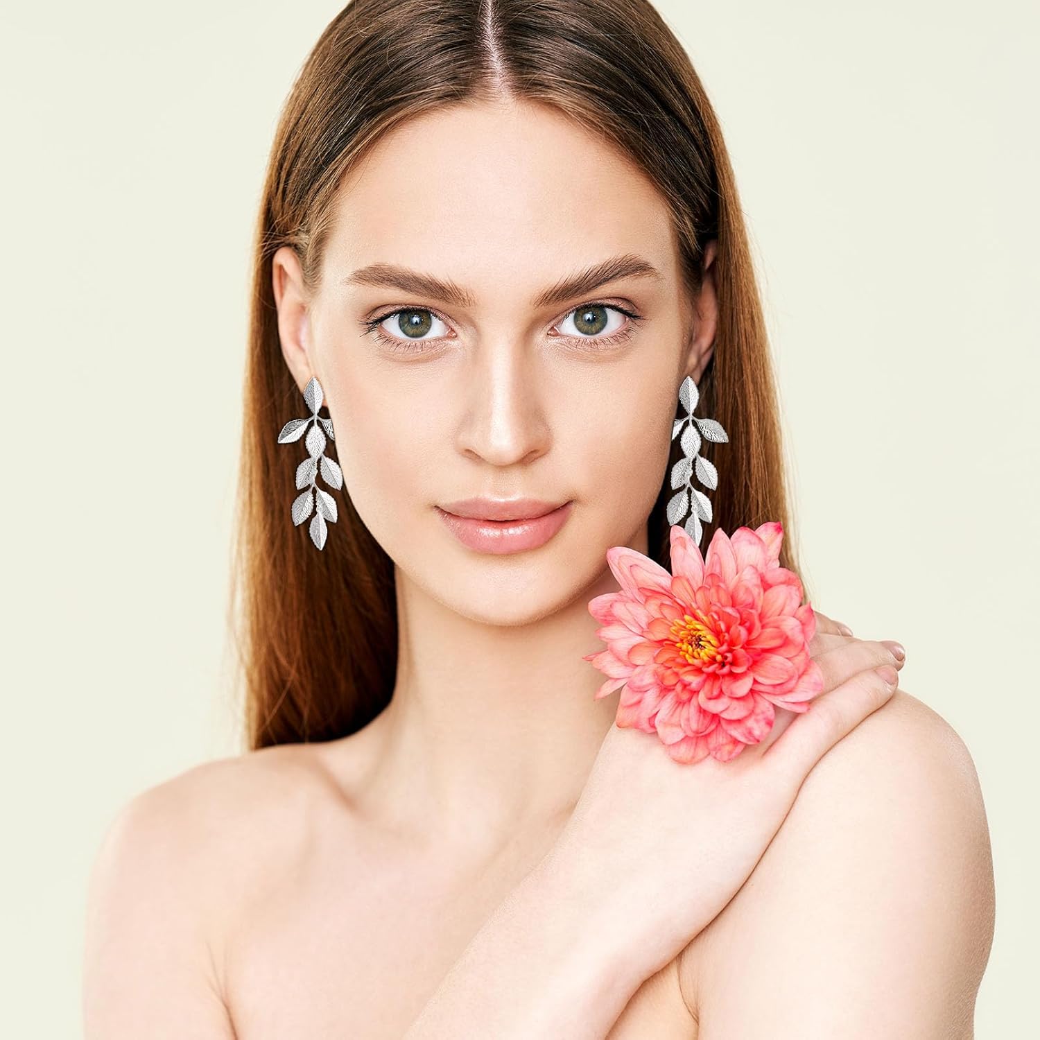 Gold Silver Rose Gold Long Leaf Stud Earrings Lightweight Leaf Dangle Drop Earrings Leaf Jewelry for Wedding Party Formal Dinner - Image 4