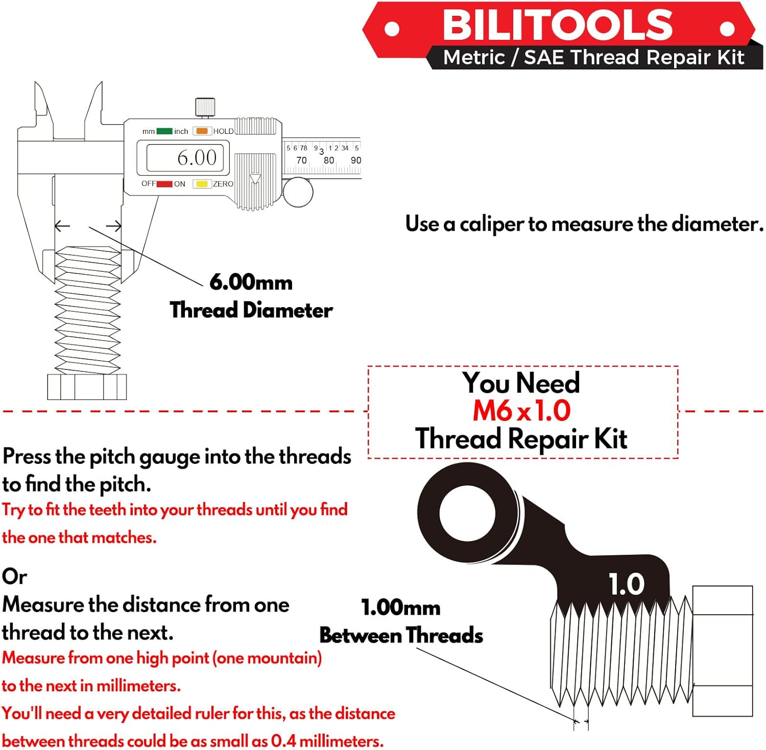 BILITOOLS 5/16-18 inch Thread Repair Kit, HSS Drill Helicoil Repair Kit SAE - Image 6