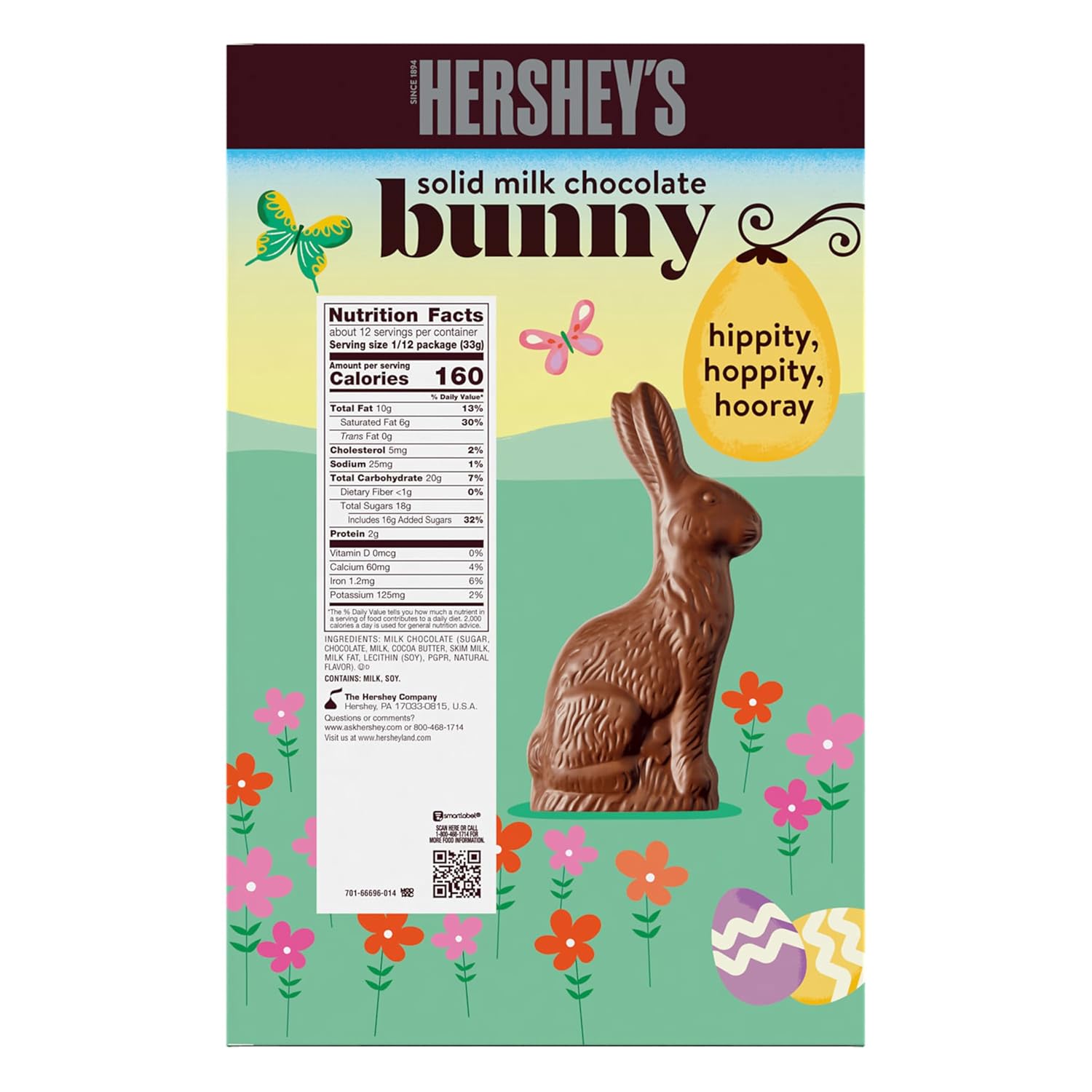 HERSHEY'S Solid Milk Chocolate Bunny, Easter Candy Gift Box, 14 oz - Image 3