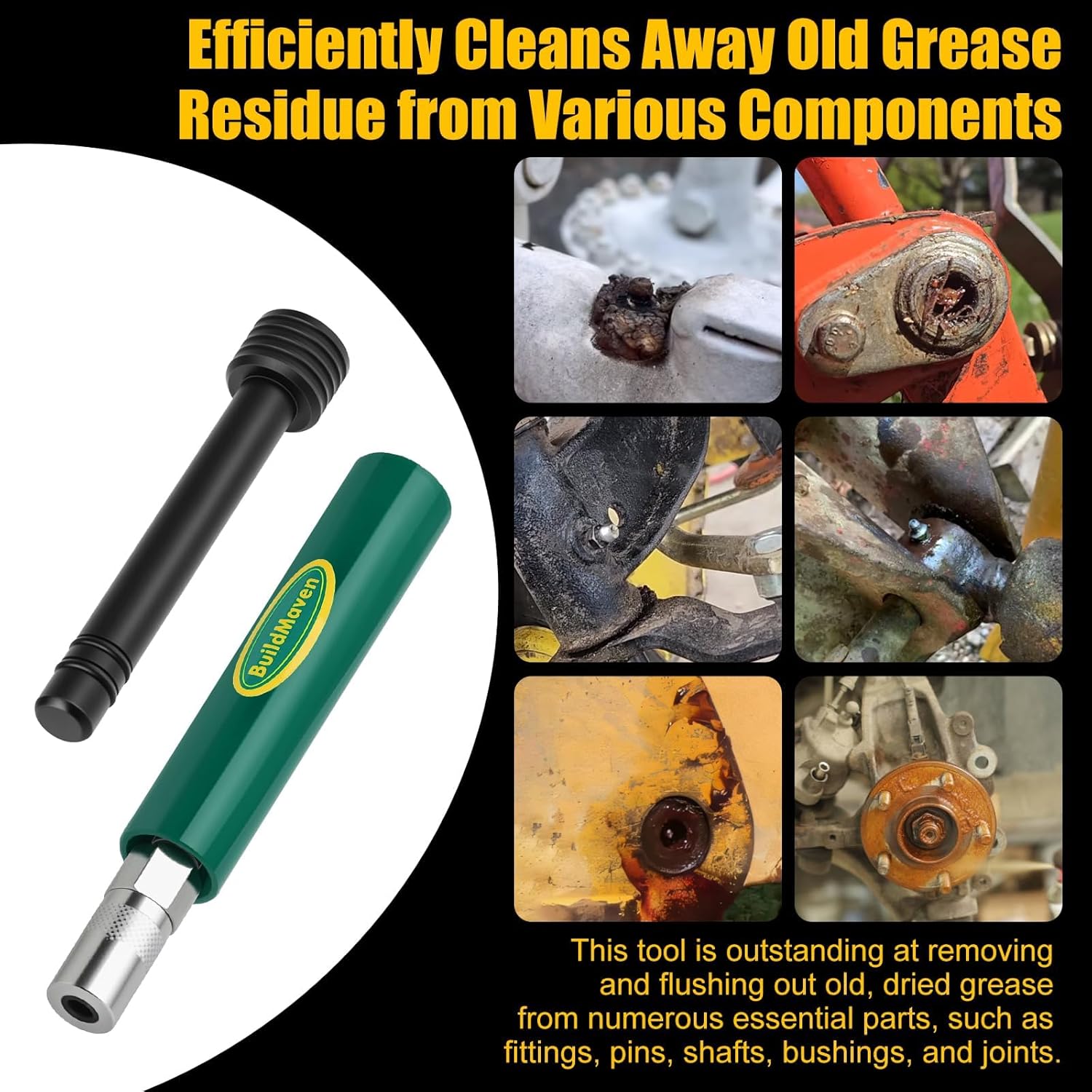 Grease Fitting Cleaning Tool -Grease Zerk Cleaner, Zerk Fitting Cleaning Tool, Remove Old Dried Grease from Fittings, Pins, Shafts, Bushings, and Joints (Green) - Image 7