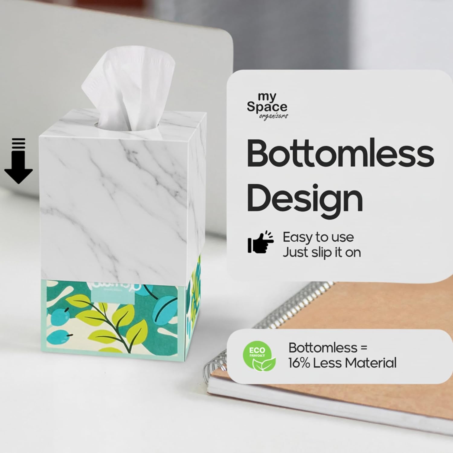 Tissue Box Cover Holder Square Marble Tissue Box Holder Bathroom Vanity Nightstand Bedroom Livingroom Decorative Decor Toilet Organizer Tissues (Marble, Square) - Image 4