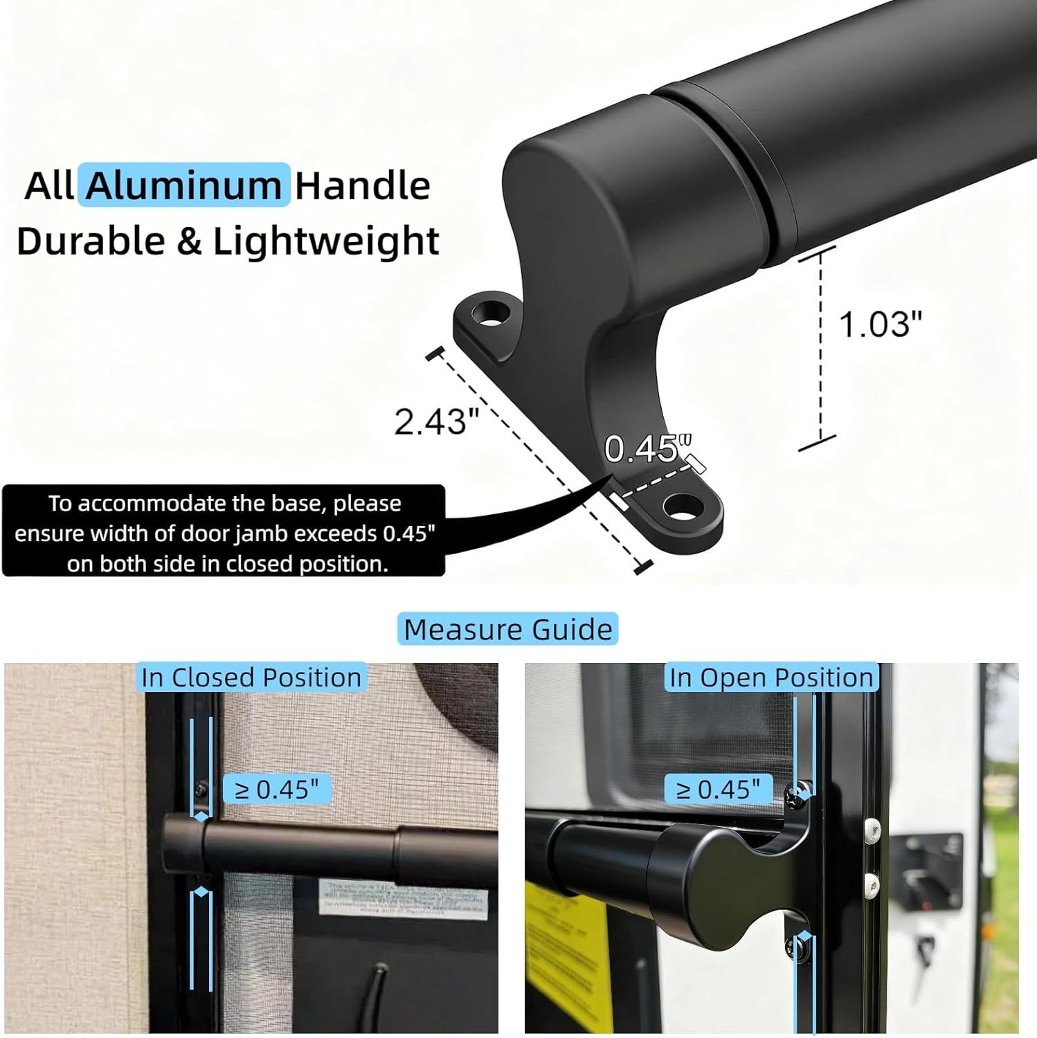 Aluminum RV Screen Door Handle 17-29" Adjustable Crossbar, Sturdy Metal Camper Entry Door Support Cross Bar for Ergonomic Grab and Push, Travel Trailer Accessories for Inside - Image 6