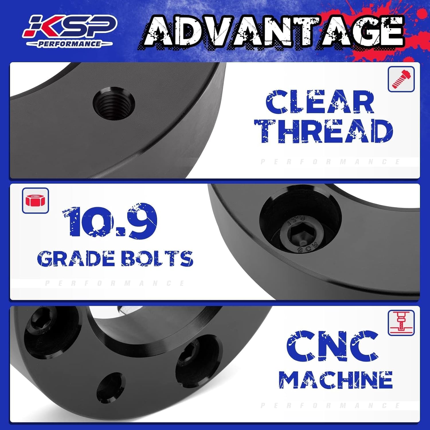 KSP 2.5" Leveling Kits for Ram 1500 2009-2026, 2pcs Front Lift Spacer Raise 2.5in Height for the Truck Chassis Frame, 2.5 Inch Aluminum CNC Strut Spacers fit Dodge Dakota 2005-2011, Raider 2006-2009 - Image 4