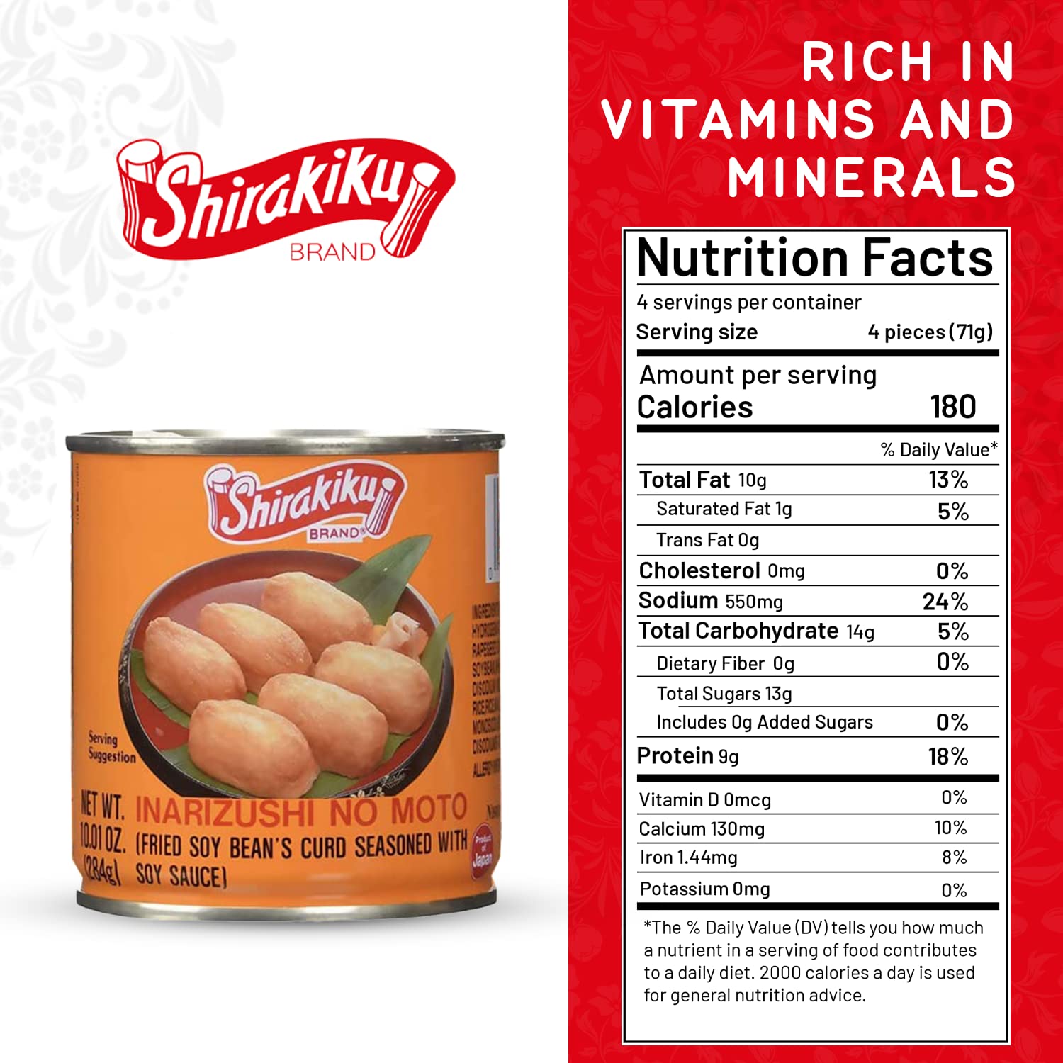 Shirakiku Inarizushi No Moto - Japanese Seasoned Fried Soy Bean Curd | Fried Bean Curd, Hydrogenated Vegetable Oil, Wheat, and Soybean | Soy Bean Flavor, 10.01oz - (Pack of 3) - Image 2