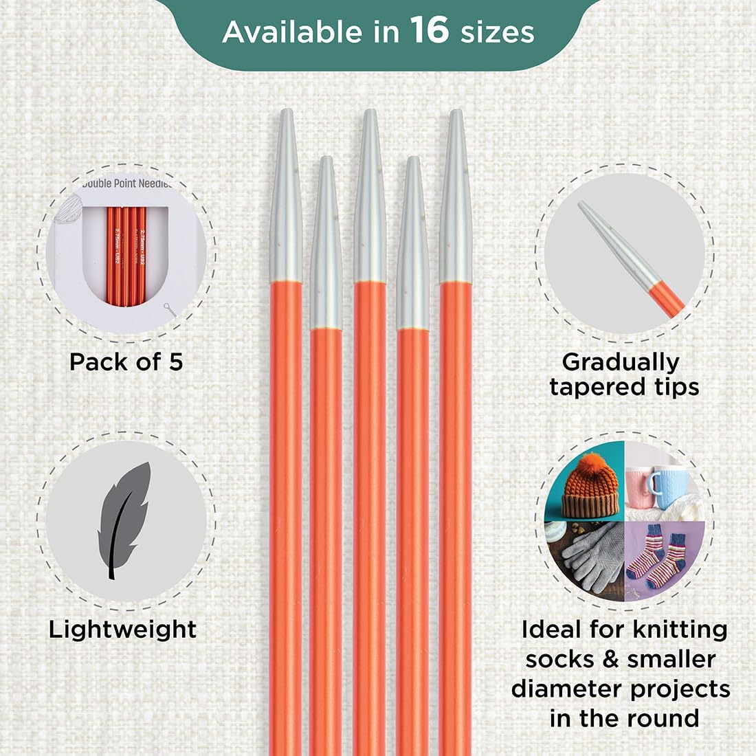 KnitPro Zing Double Pointed Needles 6" (15cm) | US Size 2 (2.75mm) - Image 3