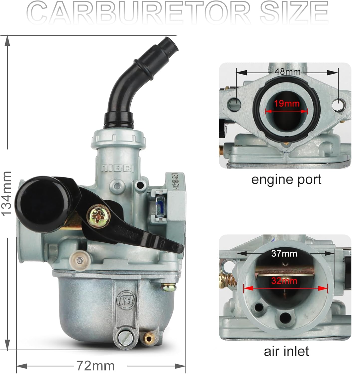 NIBBI PZ19 Carburetor Kit 19mm Carb for 50cc 70cc 90cc 110cc 125cc ATV Dirt Pit Bike Taotao Coolster Apollo - Image 2