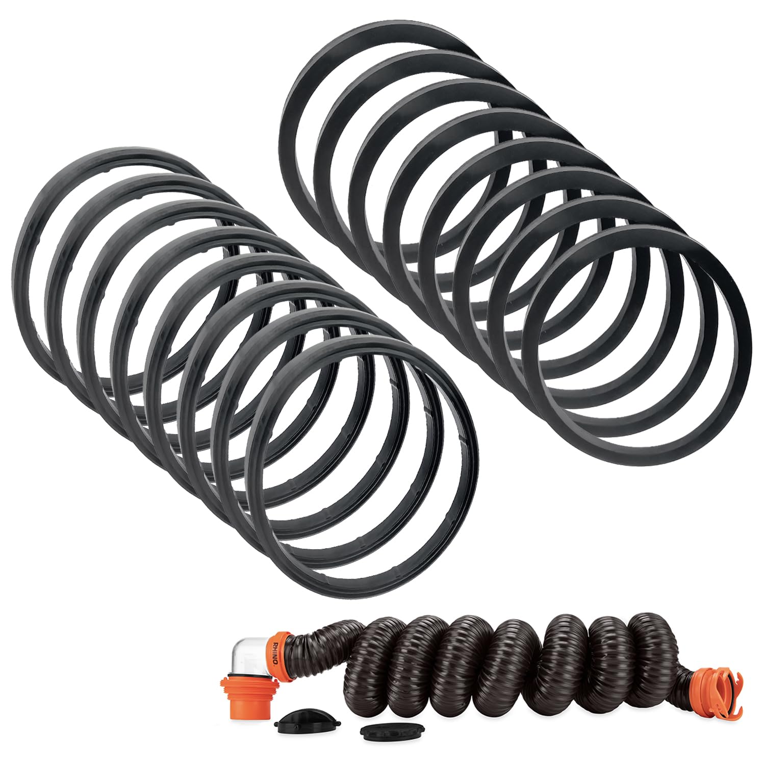 16 Pack RV Sewer Hose Gaskets 39834 Replacement, Compatible with Camco RhinoFLEX Revolution and Easy-Slip Sewer Hoses, Leak-Proof Odor-Tight Rubber Seal Fittings for Bayonet and 4-in-1 RV Sewer Hose