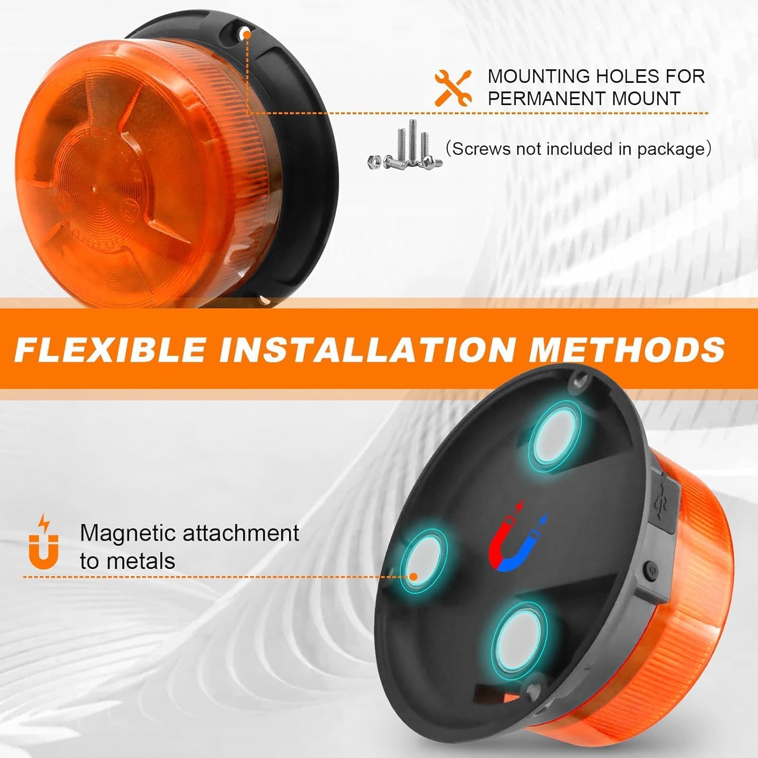 Rechargeable Beacon Lights,Wireless Strobe Light with Remote Control,Amber Magnetic Emergency Flashing Warning Safety Light for Vehicles Snowplow Tow Work Trucks Cars Trailer Outdoor - Image 6