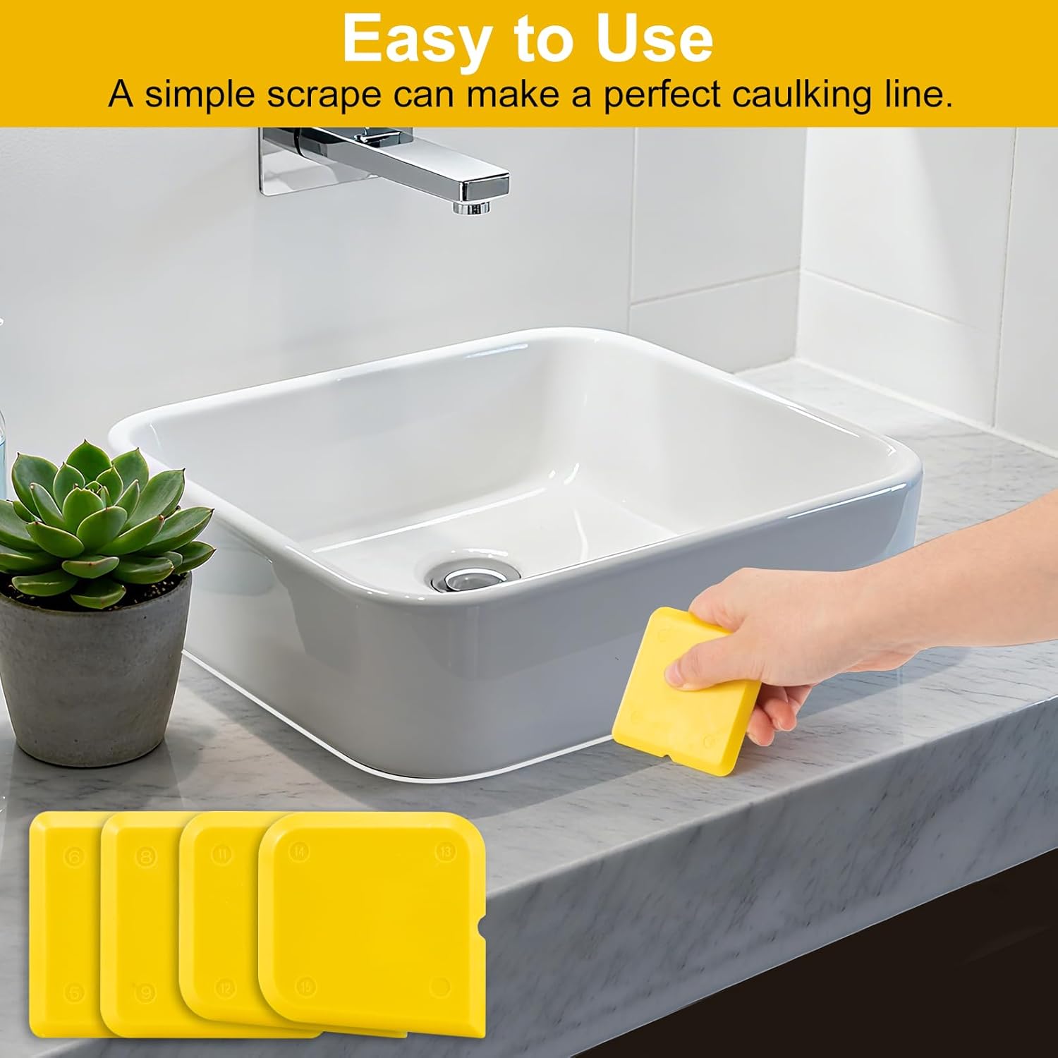 Goopreen 4 Pieces Silicone Caulking Tool Kit Sealant Caulk Finishing Tool for Washroom Kitchen Bathroom Caulk Sealant Sealing - Image 4