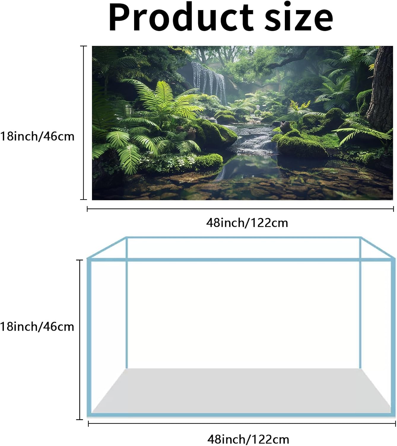 COMSUN 3 Pack Terrarium Background, 48x18 inches Polyester Reptile Background, Cloth Terrarium Backgrounds, Gobi Sunshine Cactus Stone & Green Tree Fern Stream Backgrounds - Image 2