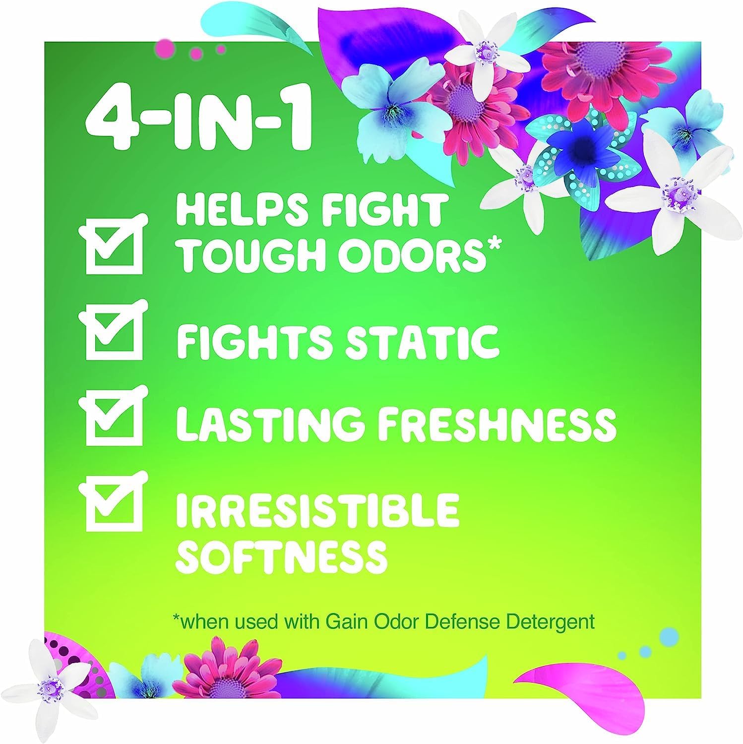 Gain Dryer Sheets Plus Odor Defense, Super Fresh Blast Scent, 240 Count, Helps fight static and odor, laundry sheets - Image 4