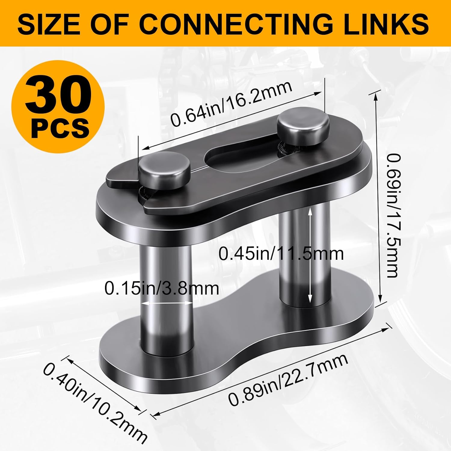 PAGOW 30pcs 40 Roller Chain Connecting Links, Master Connector Link, Heavy Duty Manganese Steel - Image 2