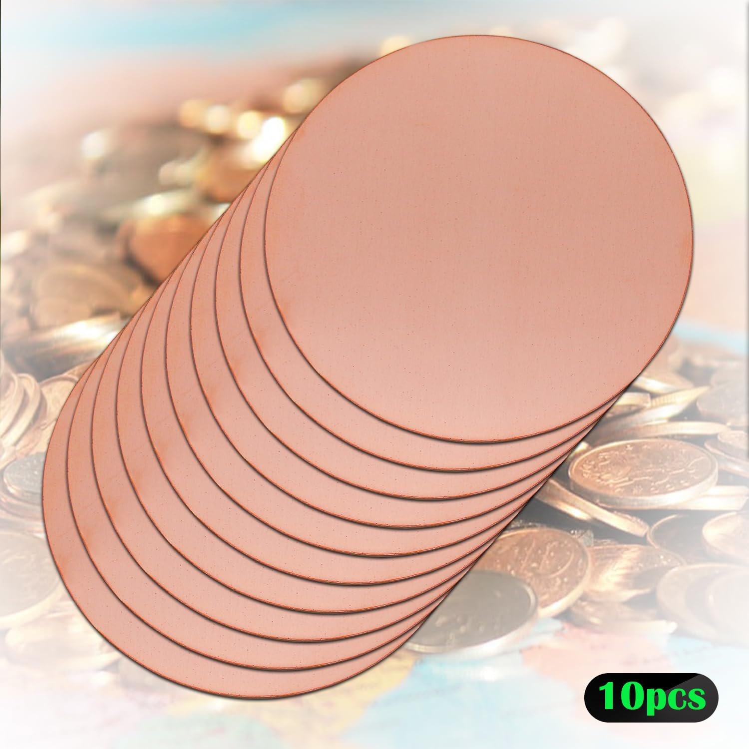 1-3/16" Copper Round Discs, 14 Gauge 1.5mm Thickness Pure Copper Round Plate T2 Metal Sheet Copper Circles for Crafts, Jewelry Making, Electrical DIY - 10 Pack - Image 3