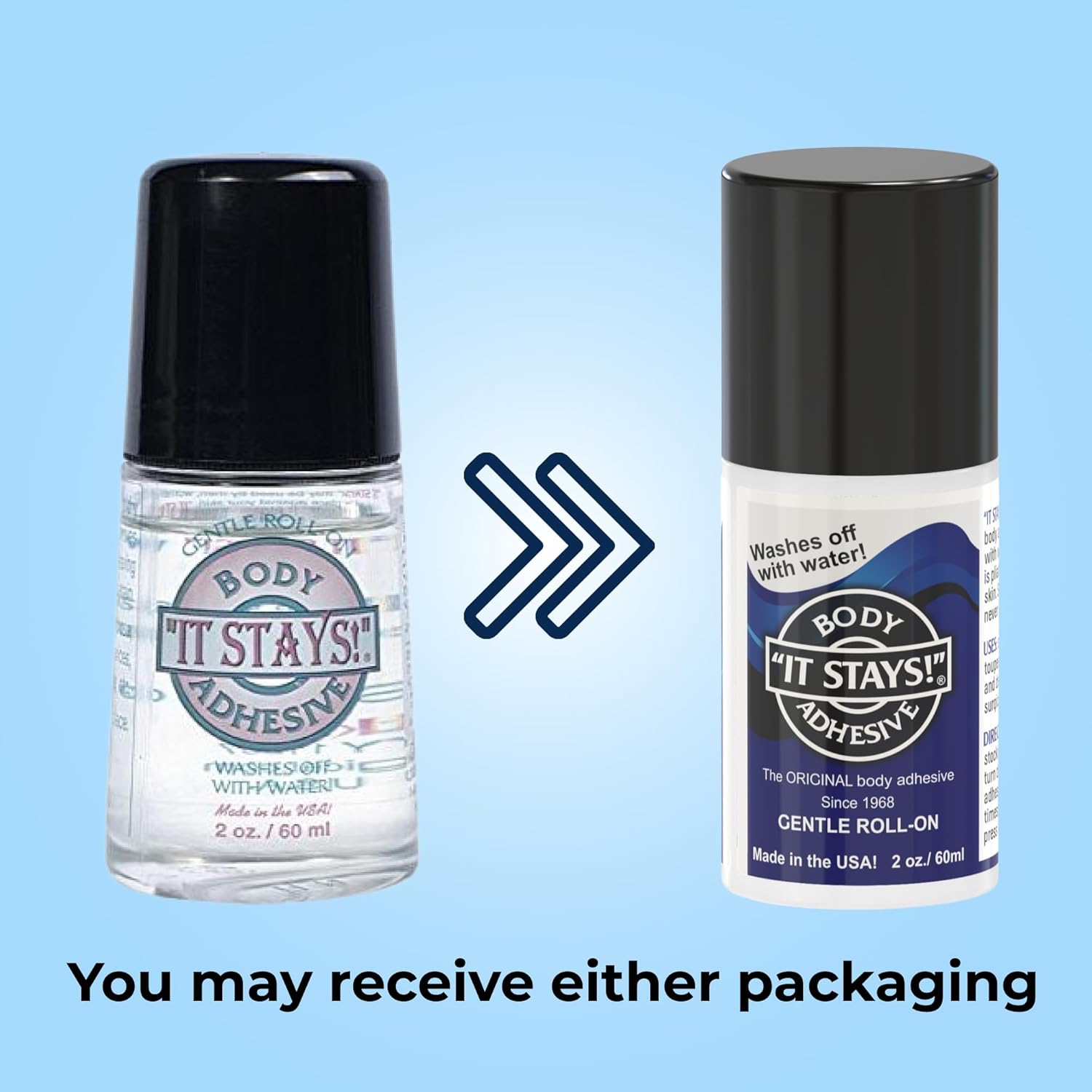 ABSOLUTE SUPPORT It Stays! Roll-On Body Fixative Glue 2 oz Adhesive - Made in USA - 3 Bottle Value Pack - Image 2