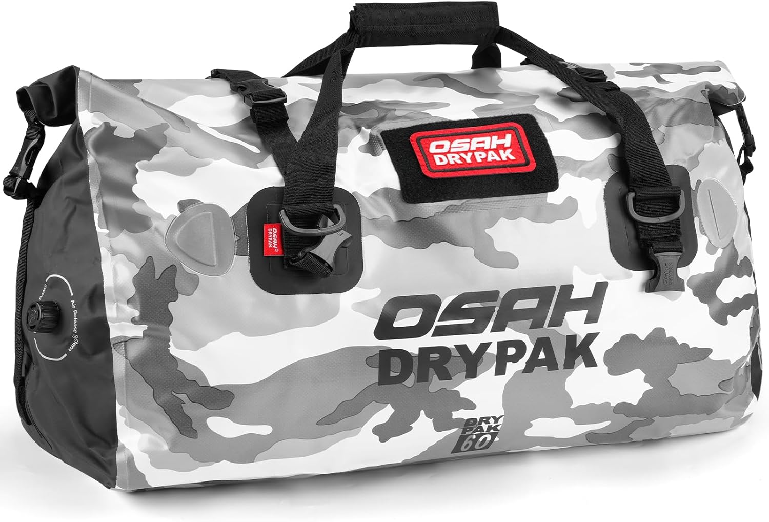 OSAH DRYPAK Waterproof Duffel Bag - Motorcycle Dry Bag Tail Bag with Large Storage Space, Waterproof Luggage Duffle Bags with Outer Mesh Zipper Pocket for Camping, Kayaking, Fishing & Traveling