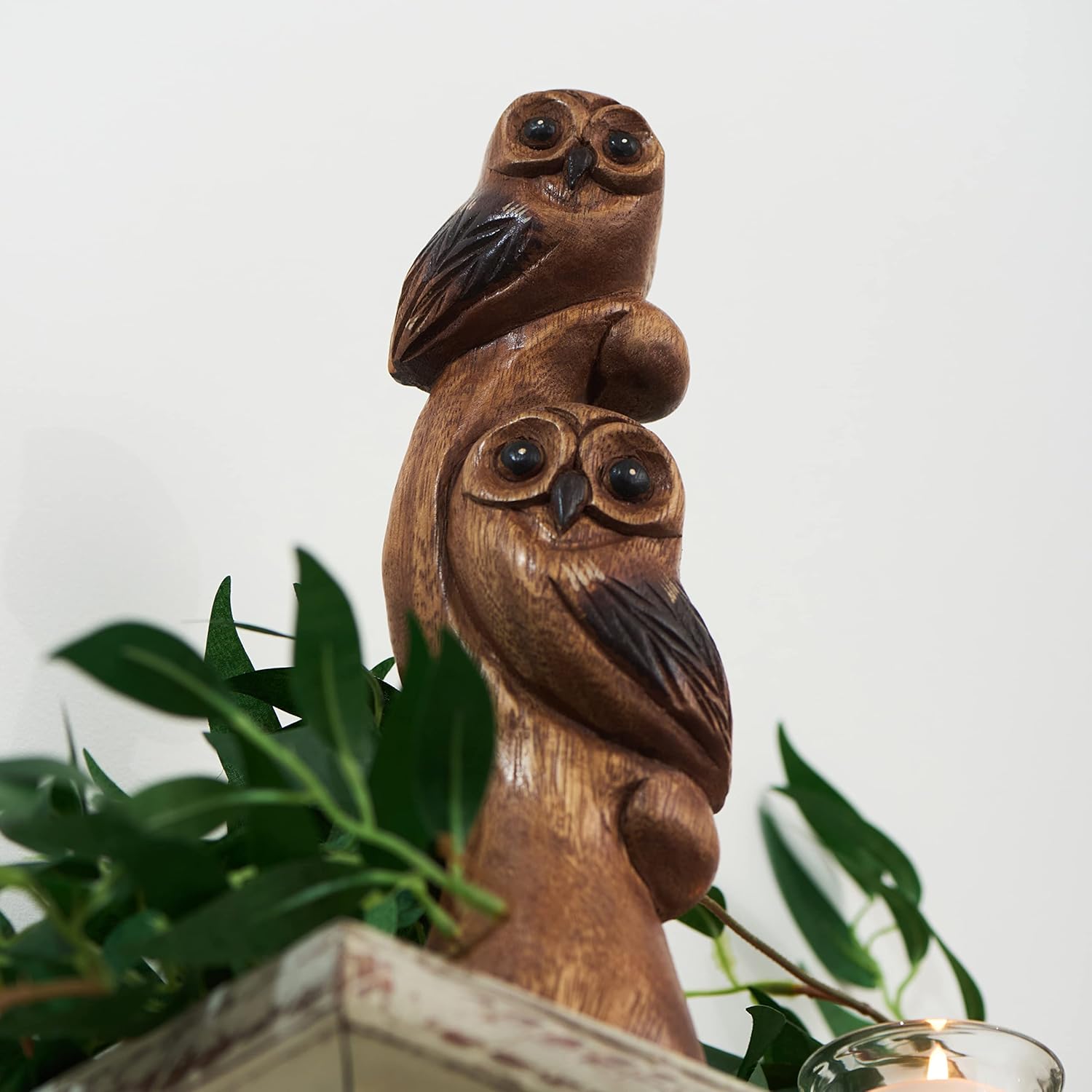 Tapeera Owl Decor - Owl Gifts for Women and Owl Lovers - Decorative Owl Figurines - Wood Owl Statue Figure - Cute Owl Decorations for Home Kitchen Bathroom Bedroom - Owl Sculpture - Mini Owl Ornament - Image 7