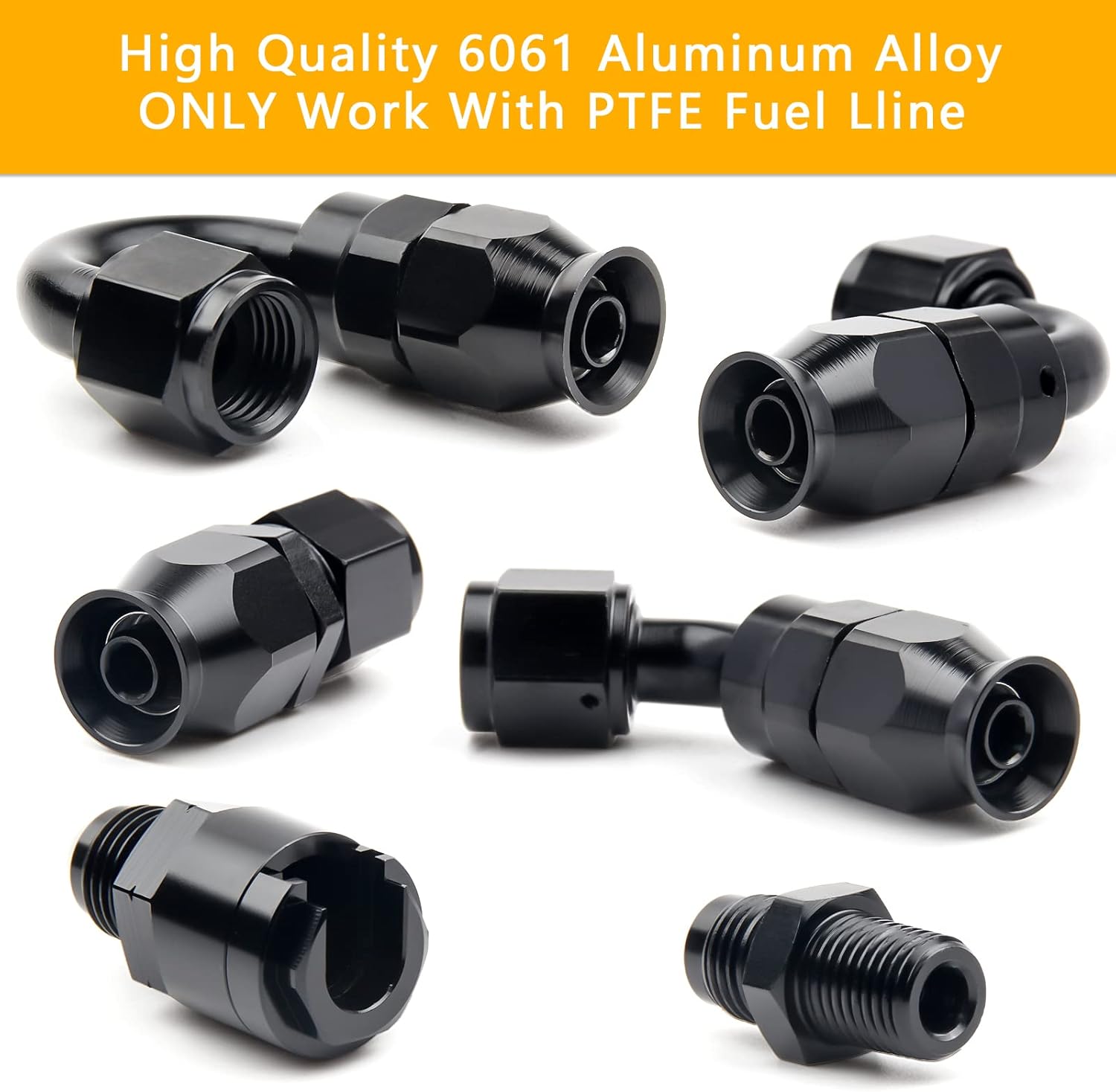 6AN PTFE Fuel Line Kit, 5/16" Nylon Stainless Steel Braided, LS Swap EFI E85 Injection Fuel Hose Fitting 20FT - Image 4