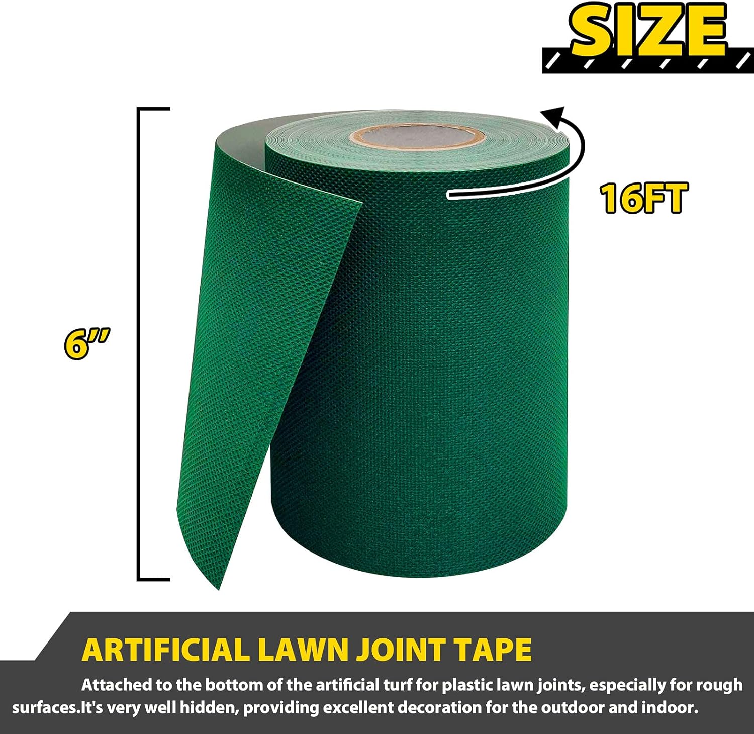 Artificial Grass Seam Tape- 6 Inch Width x 196 Inch Long Single Sided Self-Adhesive Synthetic Turf Seaming Tape for Lawn,Carpet Jointing,Mat Rug,Connecting Fake Grass - Image 2