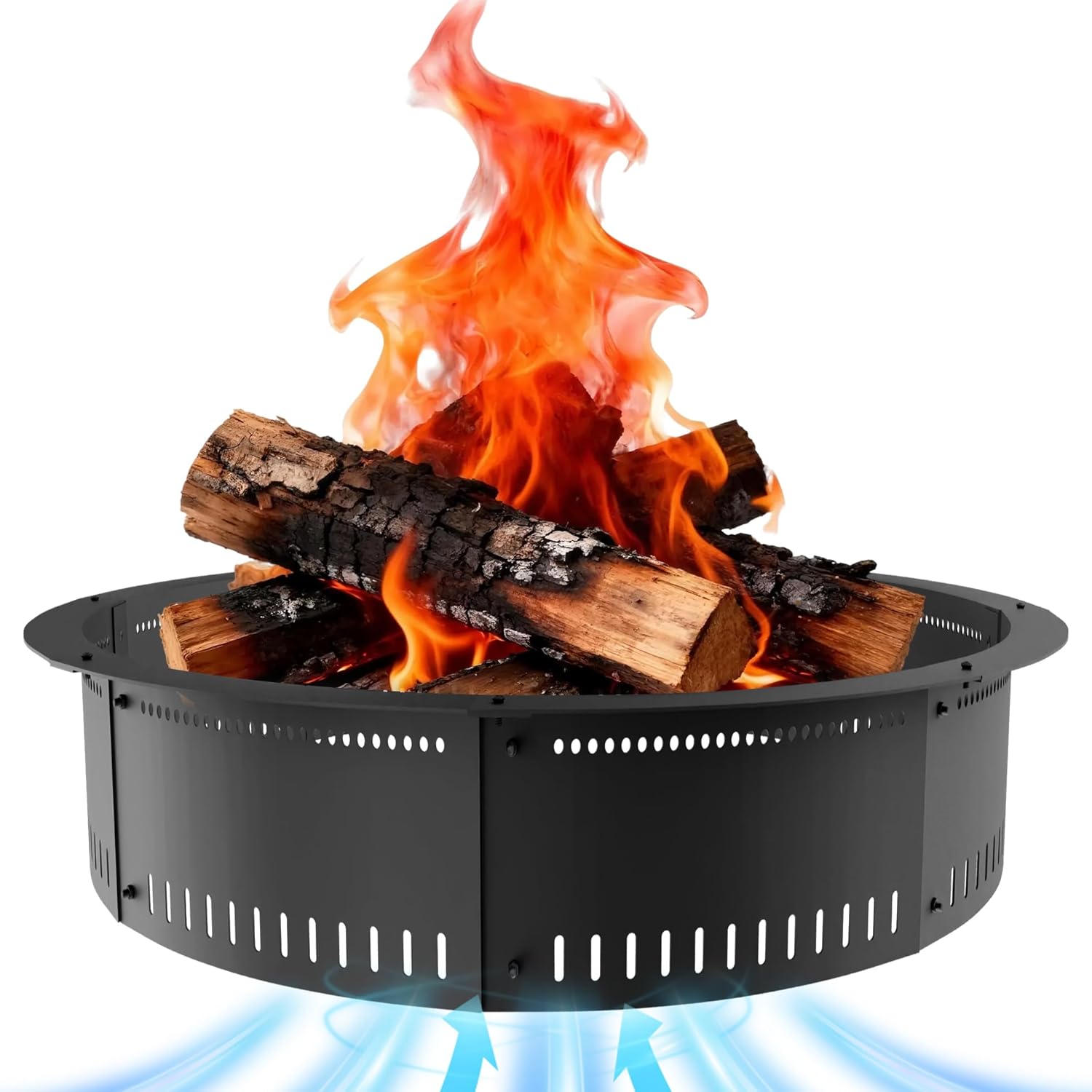 Smokeless Fire Pit Ring Insert - 31 Inch Outdoor Fire Pit Liner with Airflow Design for Efficient Burning, Durable Steel Construction, for Outdoor Camping