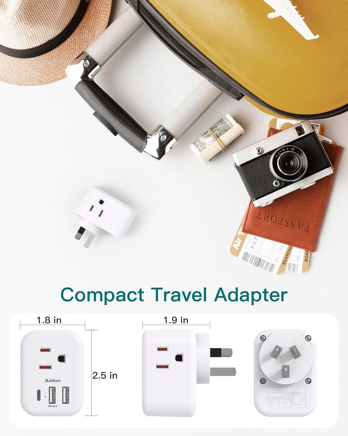 Australia New Zealand Power Plug Adapter, Australia Travel Adapter with 3 American Outlets 3 USB Charging Ports (1 USB C), Type I Plug Adapter for US to Australia, Argentina, China - Image 6