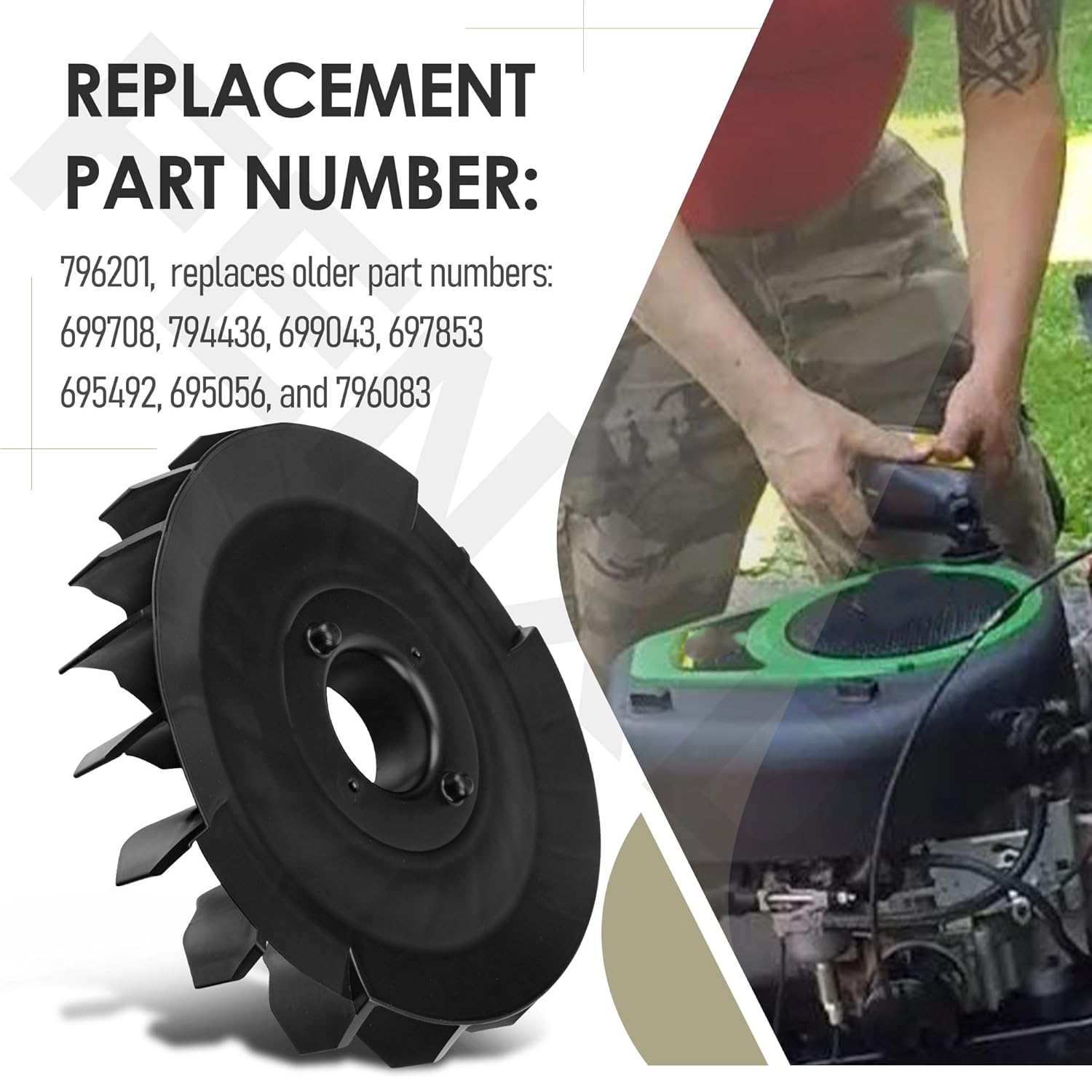 796201 Flywheel Fan for BS Most 319000, 31A000 Model Engines, 2” Lawn Mower Fan Replaces Old 699708, 794436, 699043, 697853, 695492, 695056, 796083 - Image 5