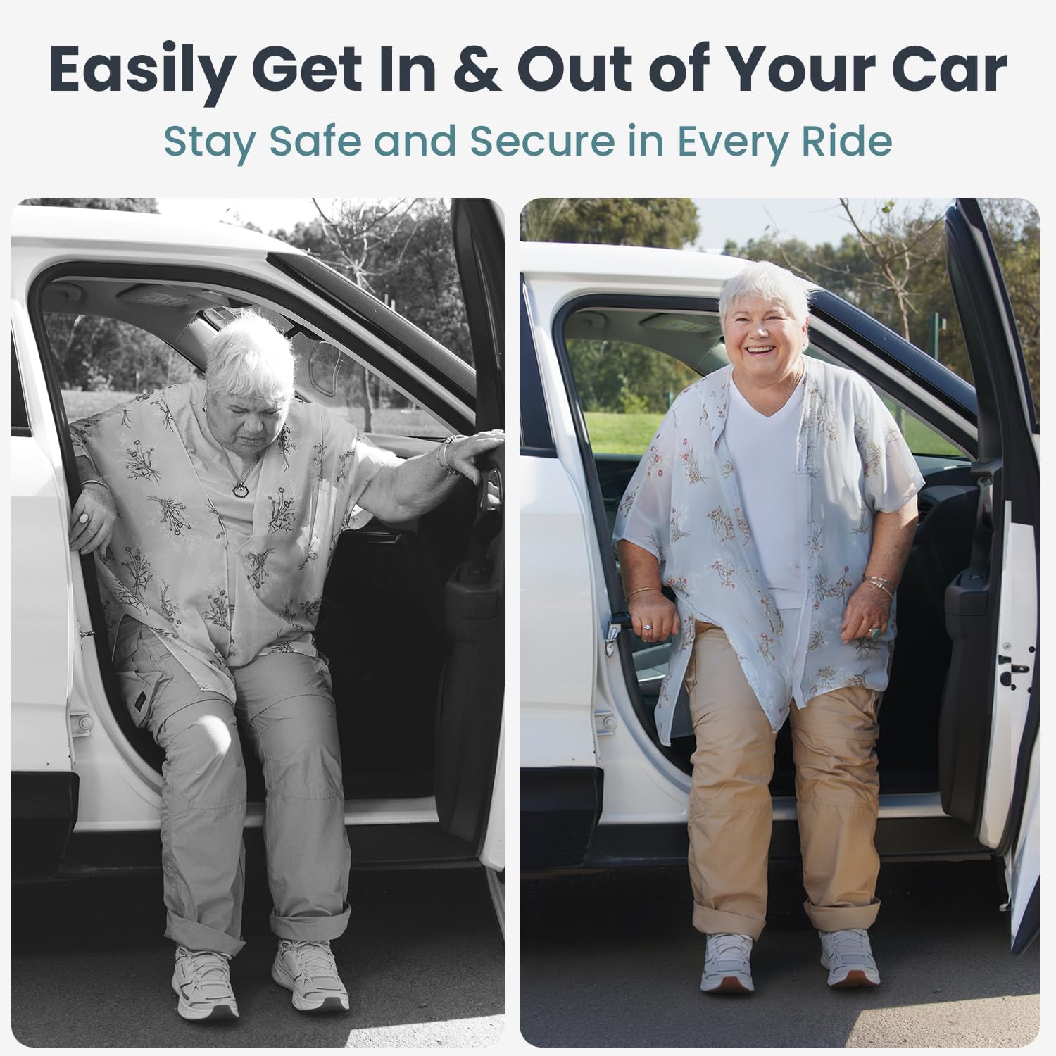 PELEGON Car Door Handle for Elderly (1 Pack) Car Cane Assist Handle with Anti-Slip Grip, Steel Hook for Secure Latch Fit, Supports Up to 300 lbs, Easy Tool-Free Use - Image 2