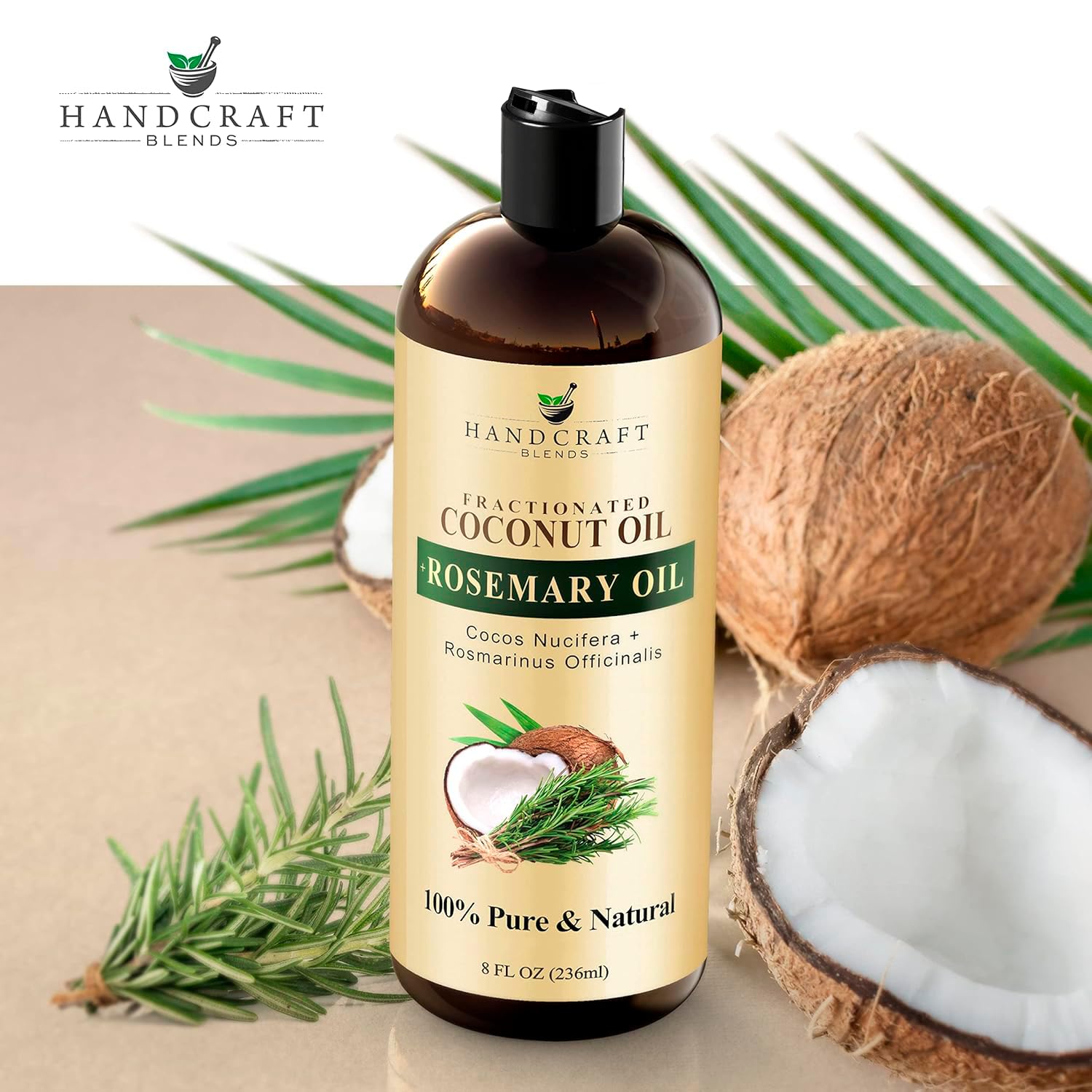 Handcraft Blends Fractionated Coconut Oil Infused with Rosemary - 8 Fl Oz - 100% Pure and Natural - Premium Grade Carrier for Skin, Hair and Massage - Image 4