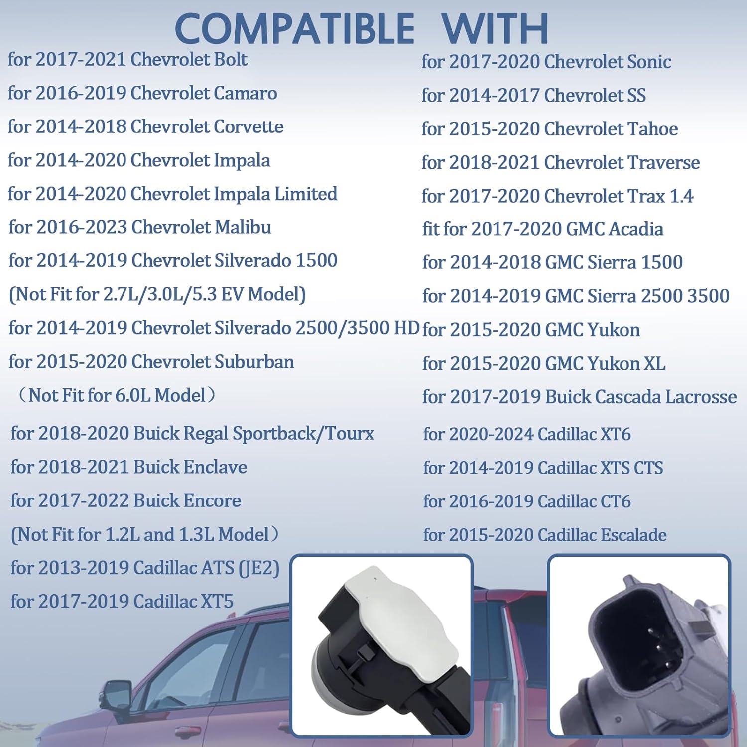 Bumper Park Assist Object Sensor,for Chevy Silverado/Tahoe/Suburban,for GMC Yukon XL/Sierra,for Cadillac CTS/XTS/XT5/Escalade Replace 52050134 84078131 84153946,for Buick Encore/Lacrosse 4.3/5.3/6.0L - Image 3