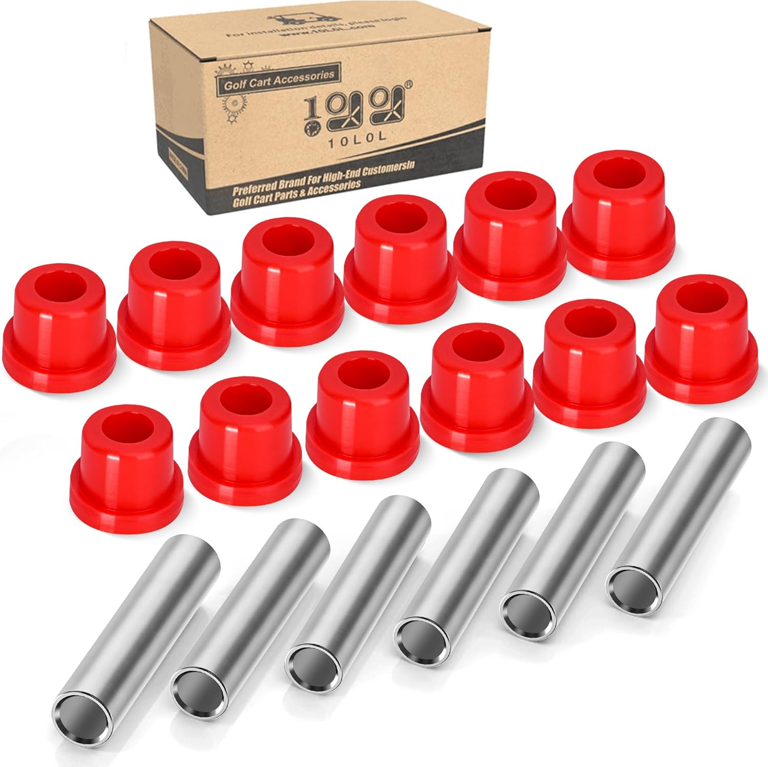 10L0L Golf Cart Spring Bushing Kit-Rear Leaf Springs Shackles Bushing Sleeve for EZGO TXT/Medalist (1994-up) & Club Car DS (1981-up), Replaces Parts 70289-G02/70291-G01/1012303/1015583