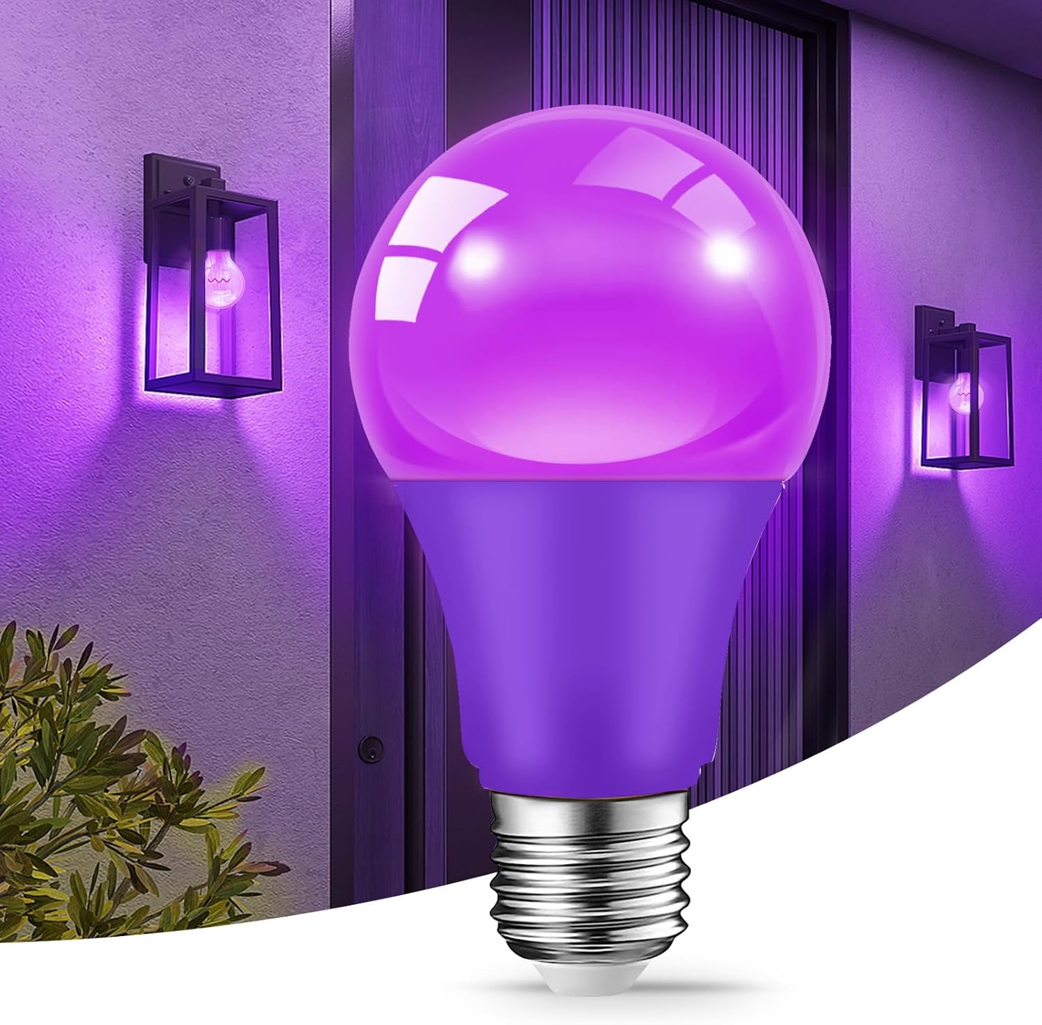 JAHEKS Purple Light Bulbs for Outdoor Porch, 9W(60W Equivalent) E26 Base LED Purple Bulb for Halloween Christmas Wedding,Party,Bar,Holiday Lighting,Home Decor, 2-Pack - Image 3