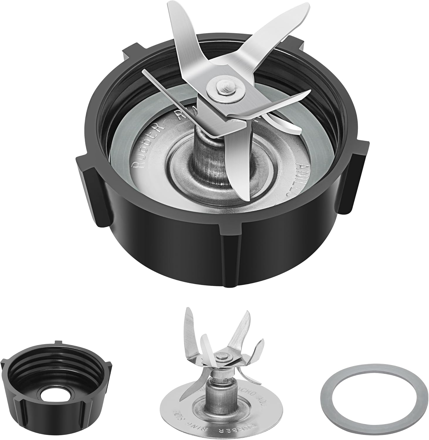 Blender Replacement Parts for Oster Blender - 6-Point Stainless Steel Blade With Jar Base Cap And 1 Pcs O Ring Seal for Oster and Osterizer Blender Replacement Parts Gasket Accessory Refresh Kit