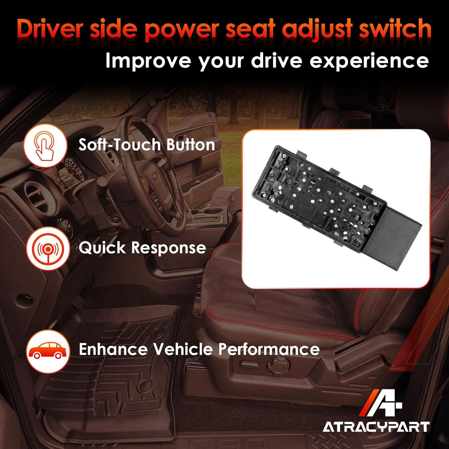 Power Seat Adjustment Switch Front Driver Side for 6 Way Compatible with Ford F150 F250 F350 Explorer Lincoln MKX & More Replace# 9L3Z-14A701-A, PSW5, 9L3Z14A701A - Image 5