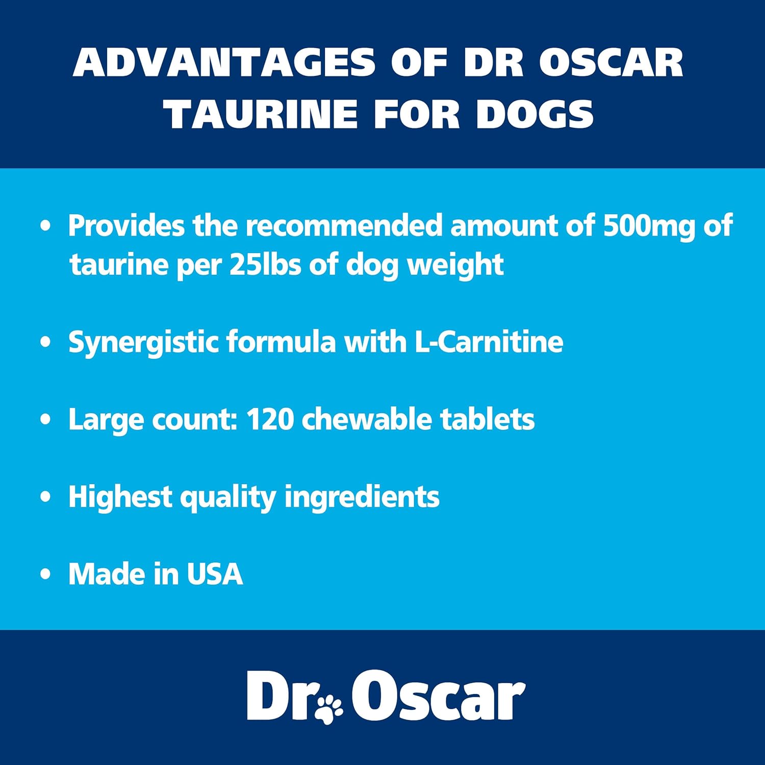 Taurine Supplement for Dogs Meets RDA of 500 mg per 25lbs Weight Unlike Most Alternatives, 120ct, Helps Maintain Dog Heart Health, Normal Function of The Cardiac Muscle & Normal Blood Flow - Image 4