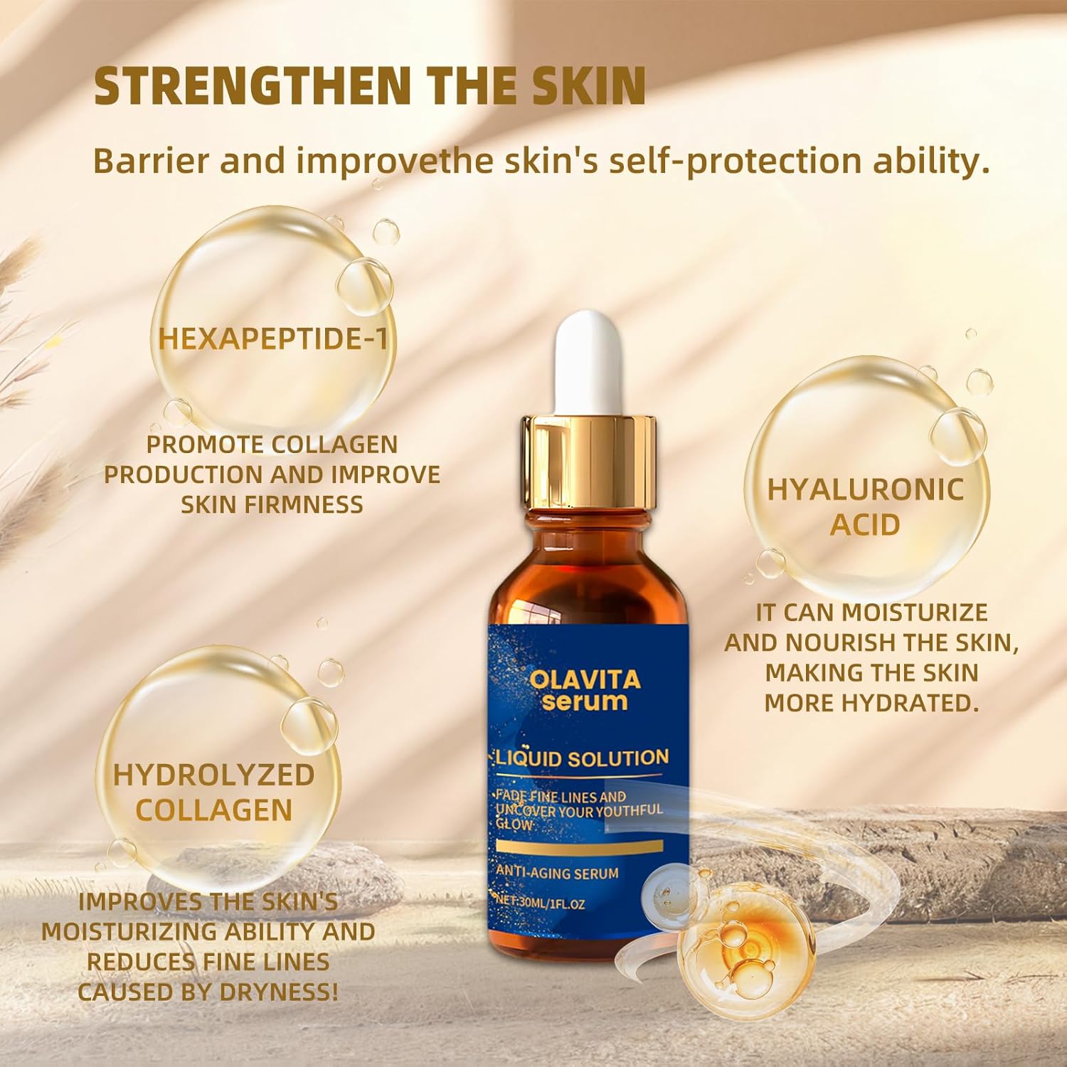Olavita Liquid Solution Anti Aging Serum, Olavita Serum Facial, Vitamin C & E Serum, Promotes Skin Collagen Production, smoothes wrinkles and fine lines (2PCS) - Image 5