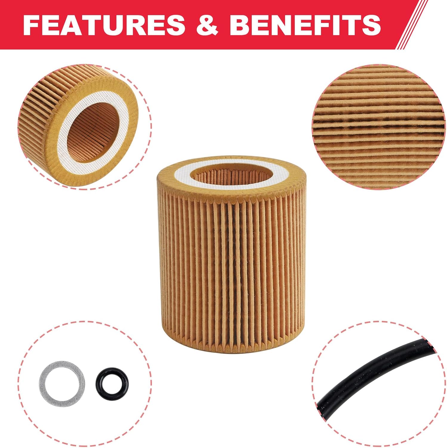 HU816x Oil Filter Fits for BMW 1,3,5,6,7 X1 X3 X4 X5 X6 Z4 E60 E71 E82 E83 E89 E90 E92 Replaces# 11427953129 11427541827 (2Pcs) - Image 5